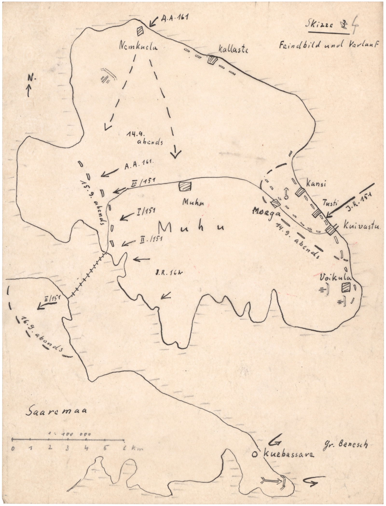 GEN. FRANZ HALDER'S OPERATION BEOWOLF II PLANNING MAP OF MUHU ISLAND (1 of 1)