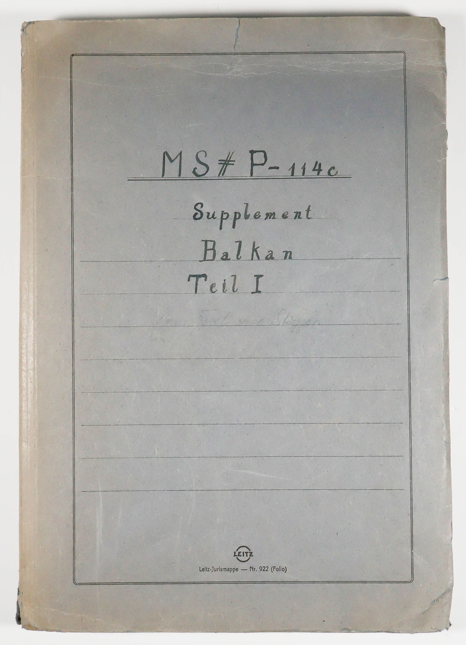 GEN. FRANZ HALDER’S ANALYSIS OF THE BALKAN CRISIS AND THE FIGHT AGAINST TITO: An extraordinary historic mimeographed document, approx 140pp. 4to., originating from the personal files of German General FRANZ HALDER (1884-1972), Chief of Staff of the German ‘Oberkommando de