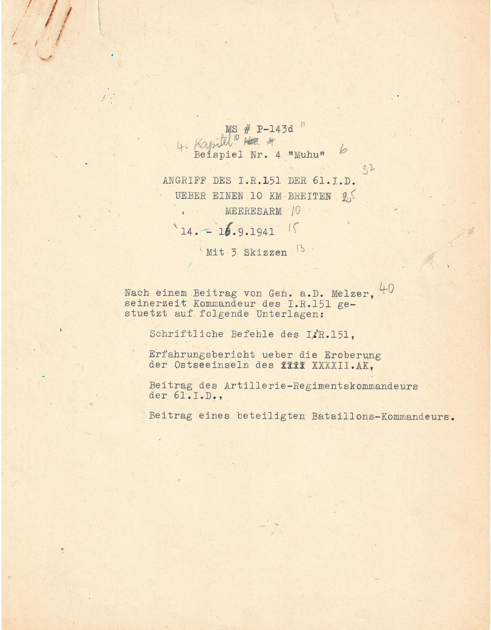 FRANZ HALDER’S DRAFT ANALYSIS OF OPERATION BEOWULF II AGAINST MUHU ISLAND (1 of 4)