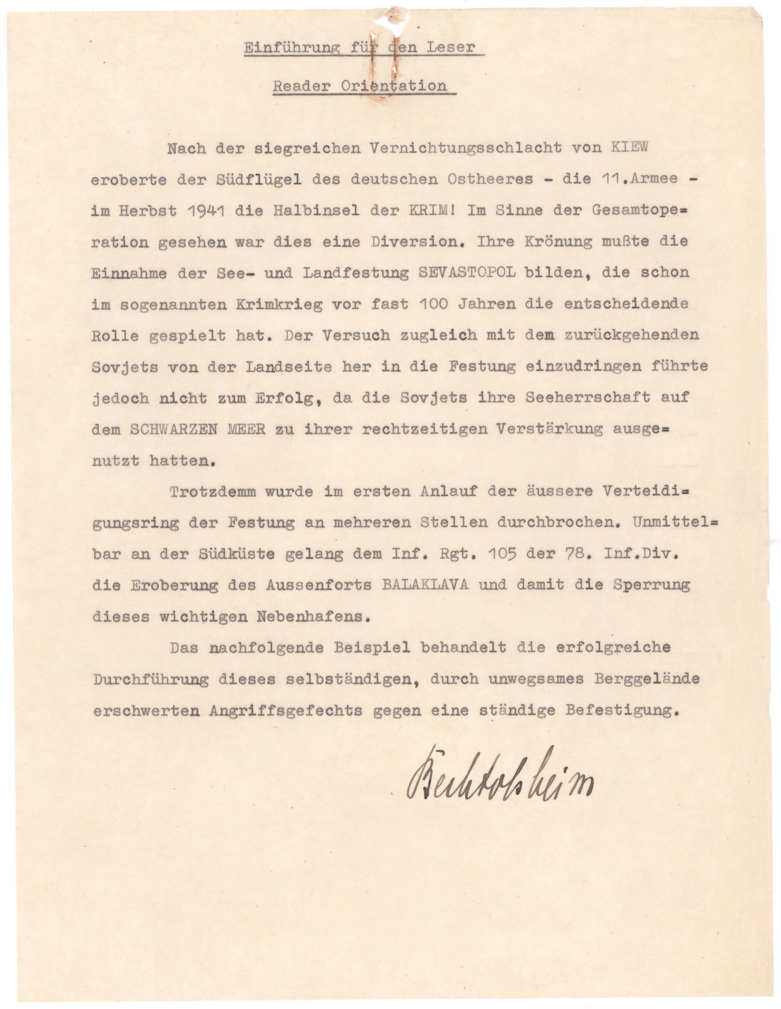 GEN. ANTON VON MAUCHENHEIM’S ANALYSIS OF THE CAPTURE OF FORT BALAKLAVA (1 of 11)