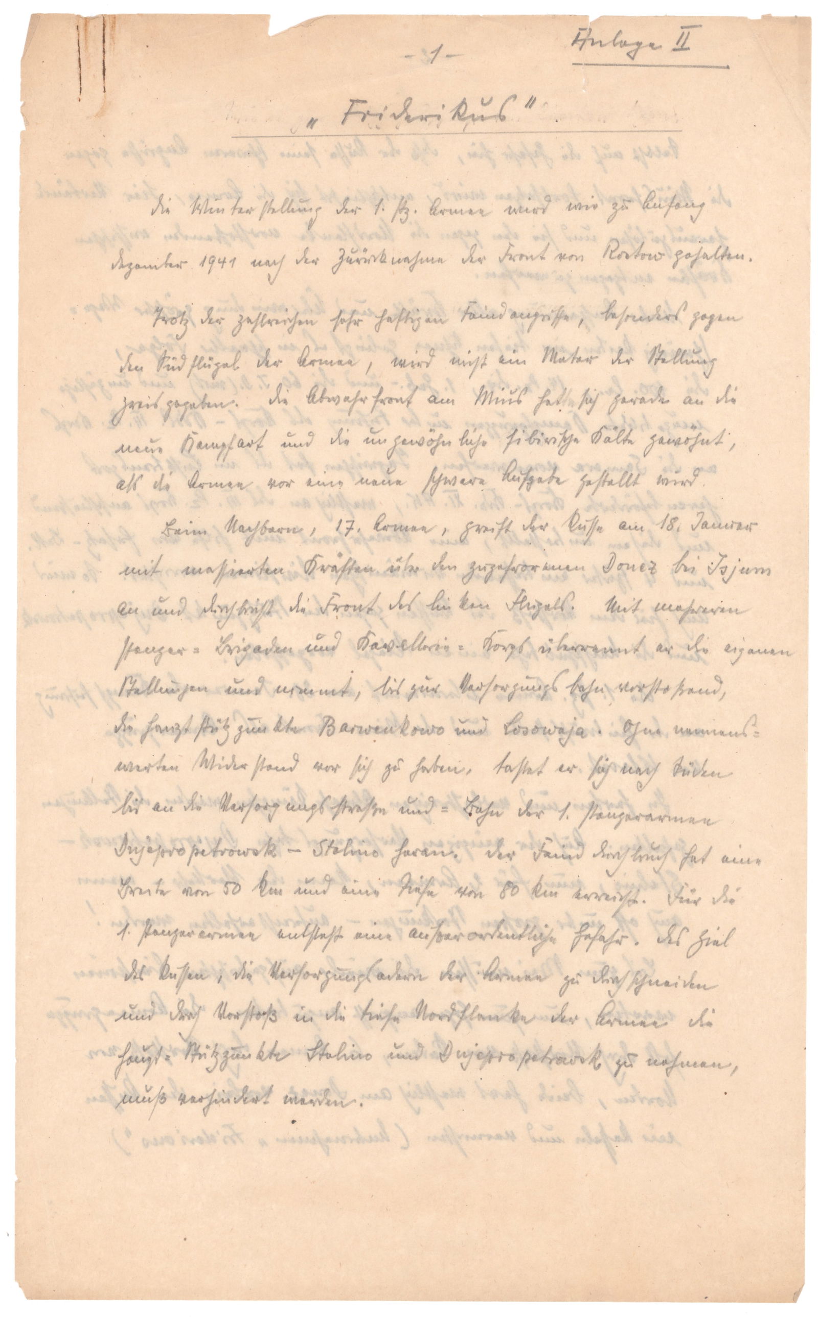 GEN. FRANZ HALDER'S REPORT ON 'OPERATION FRIDERICUS' AT KHARKOV (1 of 5)