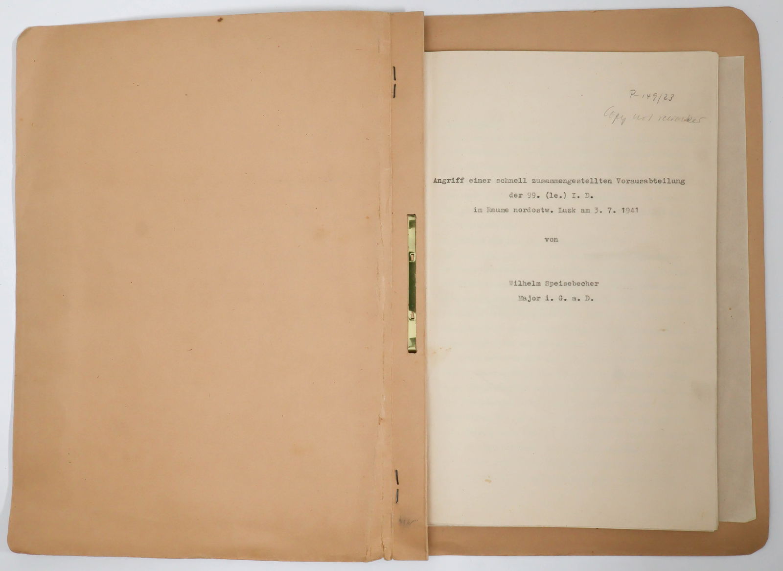 ANTON REICHARD VON MAUCHENHEIM GENANNT BECHTOLSHEIM: (1896–1961) German army officer, in 1939 he joined the General Staff of the 6th Army. From 1941 he was chief of the General Staff of the XXIII Army Corps, and subsequently the XXIX Army Corps.