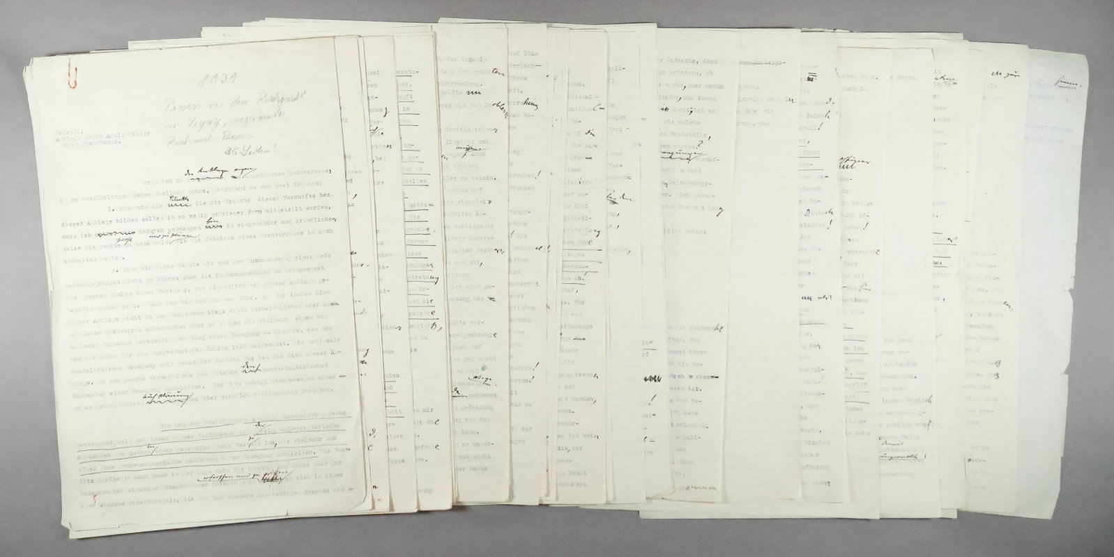 ADOLF HITLER'S 1929 TYPED AND ANNOTATED DEFENSE AGAINST CHARGES OF TREASON (1 of 13)