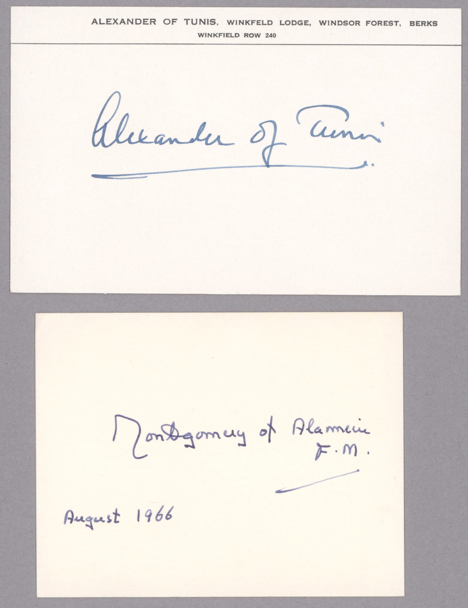 BERNARD LAW MONTGOMERY: (1887 - 1976) British Field Marshall who commenced the drive at El Alamein that ultimately drove Rommel from North Africa. Also involved in the invasions of Sicily and France. Fine, bold signature on 