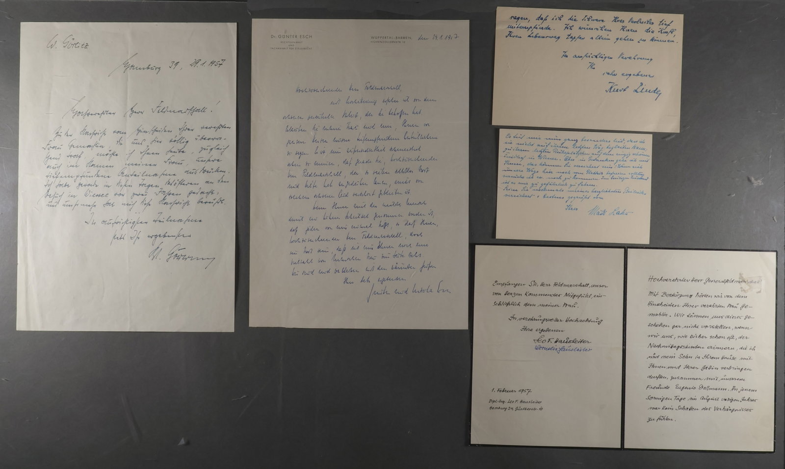 CONDOLENCE LETTERS SENT TO ALBERT KESSELRING (90+): ALBERT KESSELRING (1885 - 1960) Field Marshal in the Luftwaffe and one of Nazi Germany's most highly decorated commanders. He commanded Luftwaffe forces in the invasions of Poland and France, the