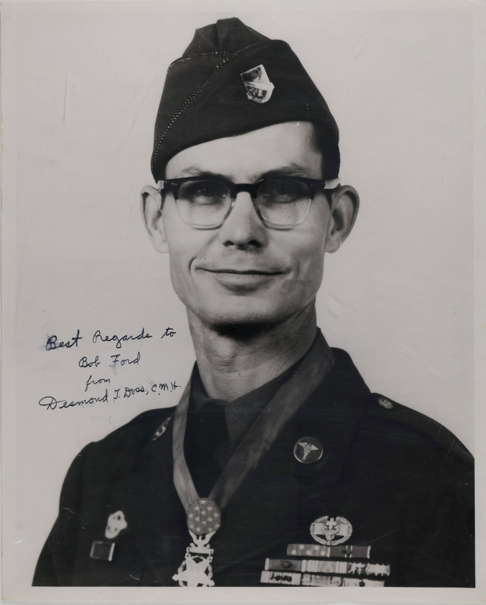 DESMOND T. DOSS: (1919 - 2006) U.S Army Corporal and combat medic, famous as the only conscientious objector to ever receive a Medal of Honor. Doss's actions inspired the Oscar winning 2016 movie 'Hacksaw Ridge.'