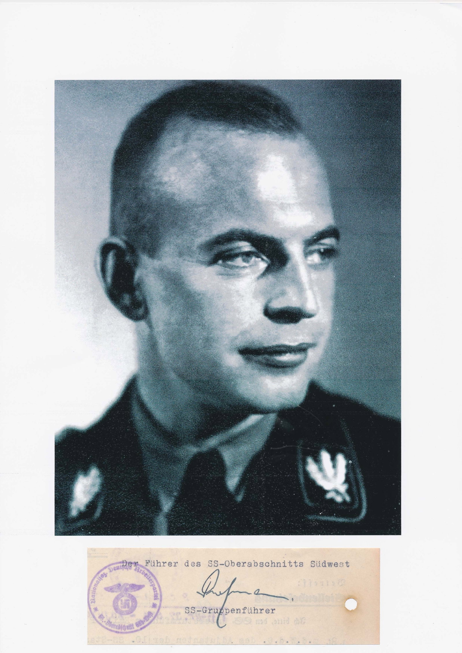 HANS-ADOLF PRUTZMANN: (1901 - 1945) Higher SS and Police Leader in the Ukraine, where he oversaw the activities of the Einsatzgruppen detachments that perpetrated The Holocaust in the Baltic States. Commander-in-Cheif of