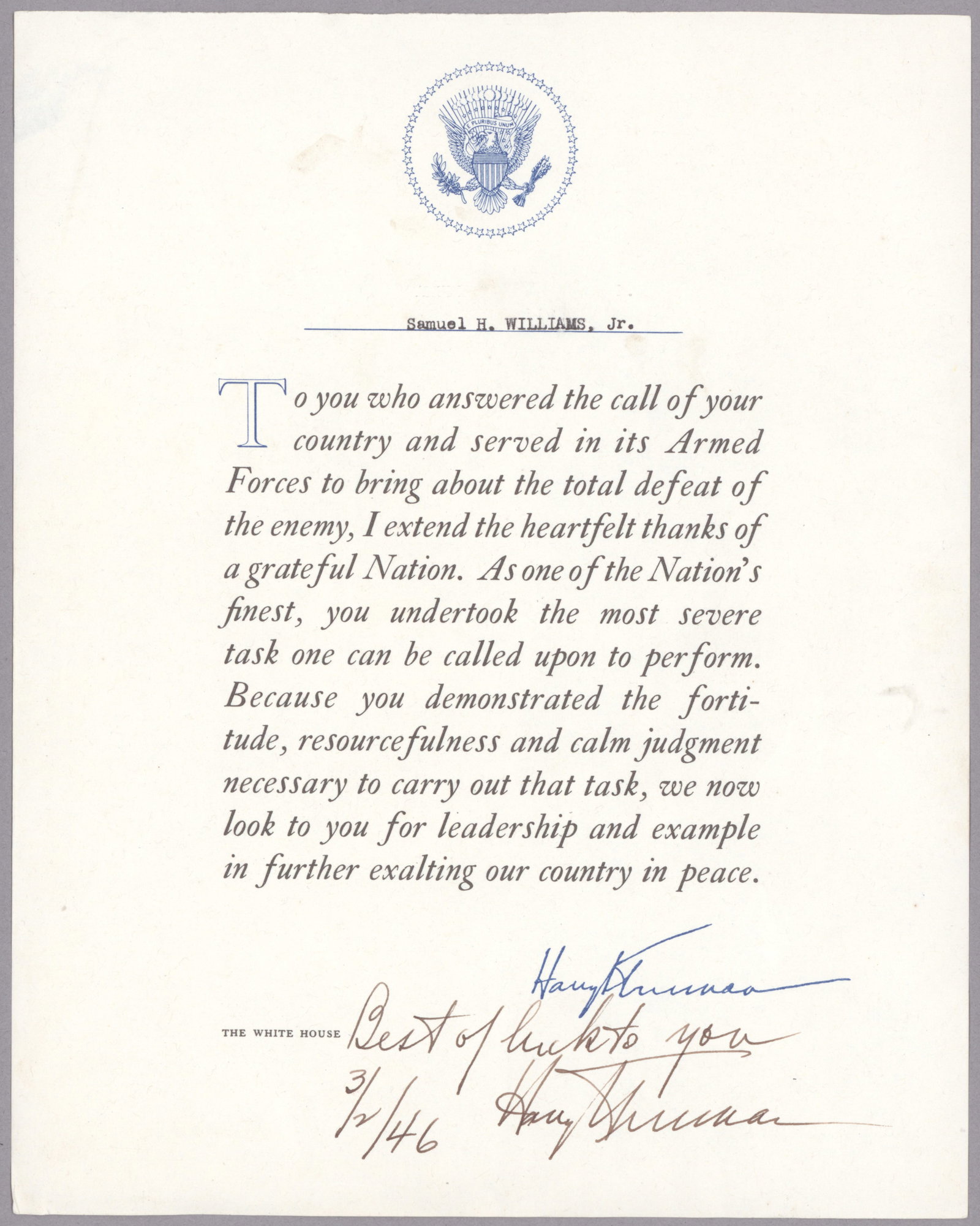 HARRY S. TRUMAN: (1884-1972) 33rd President of the United States who led the country in the closing days of World War II and through the rebuilding of Europe under the Marshall Plan and the Korean War. Good content D.
