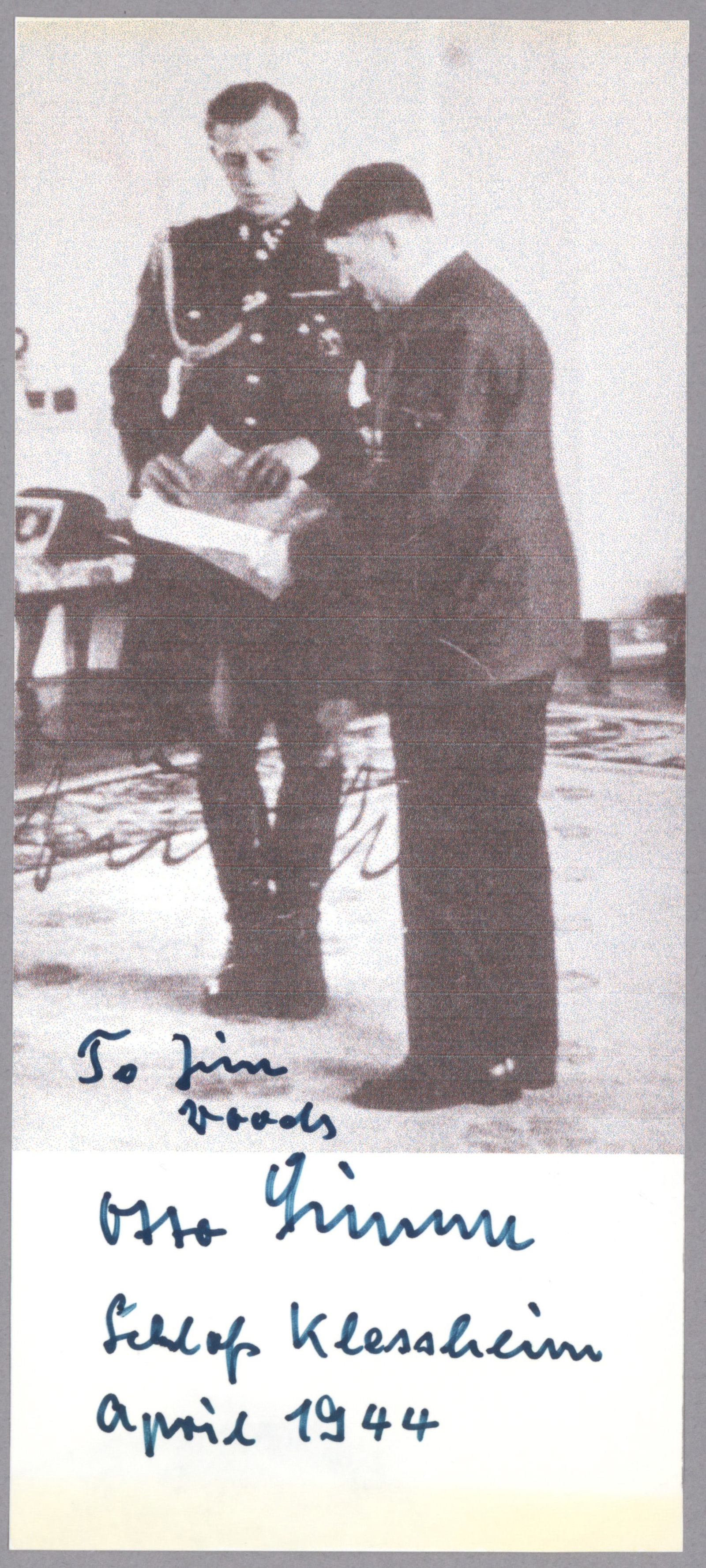 OTTO GUNSCHE: (1917 - 2003) Officer in the Waffen-SS and Hitler's personal adjutant who cremated the bodies of Hitler and Eva Braun following their suicides. I.S.P., 4 x 8.75 in. b/w, a somewhat grainy reprint of
