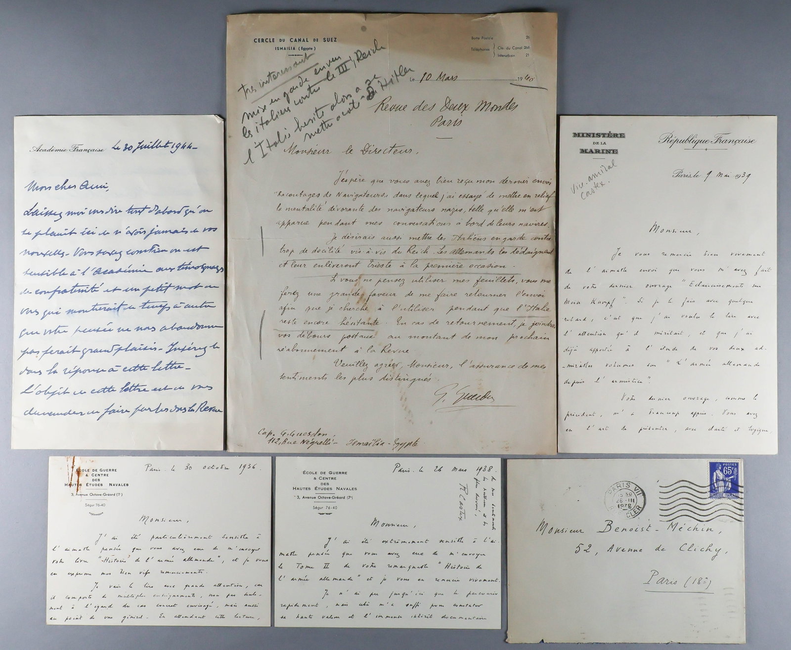 RAOUL CASTEX AND OTHER NAVAL OFFICERS REMARK ON HITLER: RAOUL CASTEX (1878-1968) French vice admiral revered for his naval strategy and numerous works on the subject, he commanded France’s northern naval forces from headquarters in Dunkirk until a