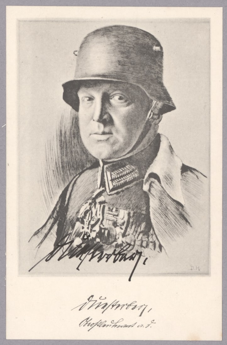 THEODOR DUESTERBERG: (1875 - 1950) German leader of the Stahlhelm, Bund der Frontsoldaten, in Germany prior to the Nazi seizure of power. In 1932, Duesterberg was nominated by the Stahlhelm when they revealed he had