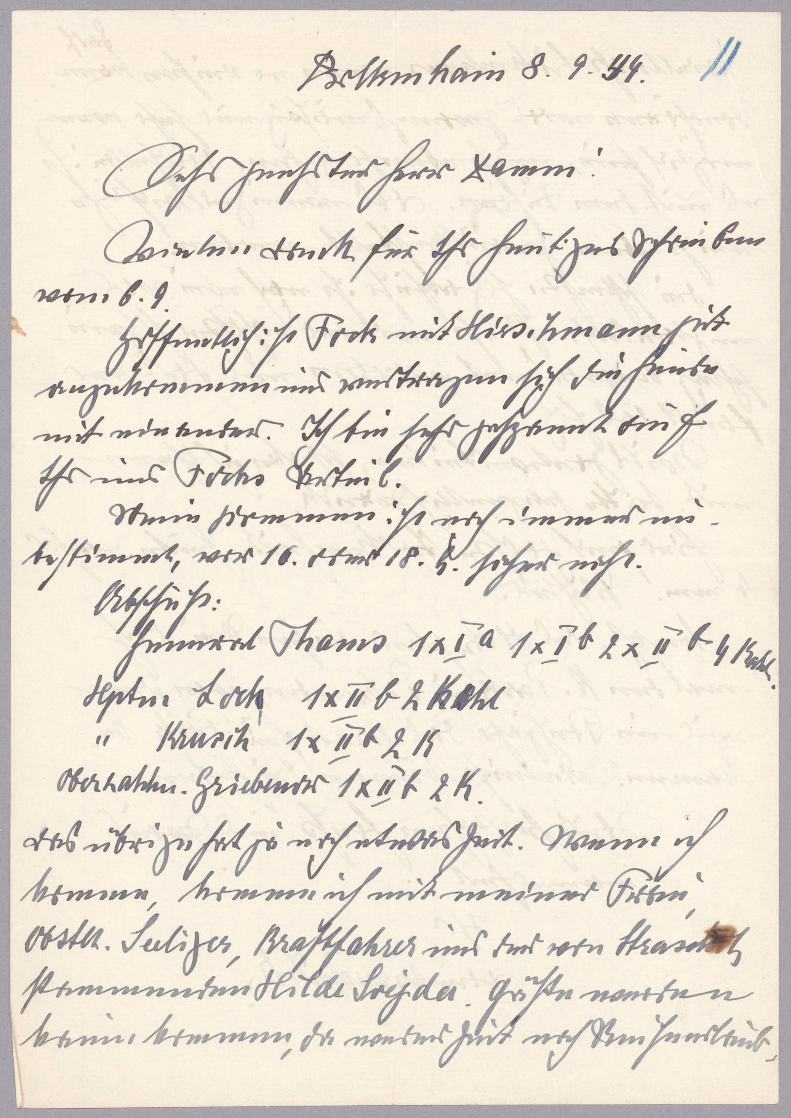 WALTHER VON BRAUCHITSCH: (1881 - 1948) German field marshal and commander in chief who formally led the campaigns against Greece, France, Poland and the USSR. War-date A.L.S. 2pp. legal folio, Sept. 8, 1944, to ‘Herr Da