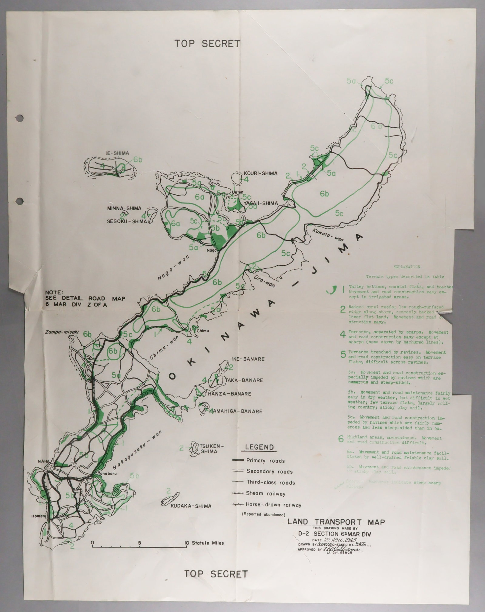 U.S. 'TOP SECRET' 6TH MARINE DIV. OKINAWA INVASION BATTLE MAPS (3) (1 of 6)