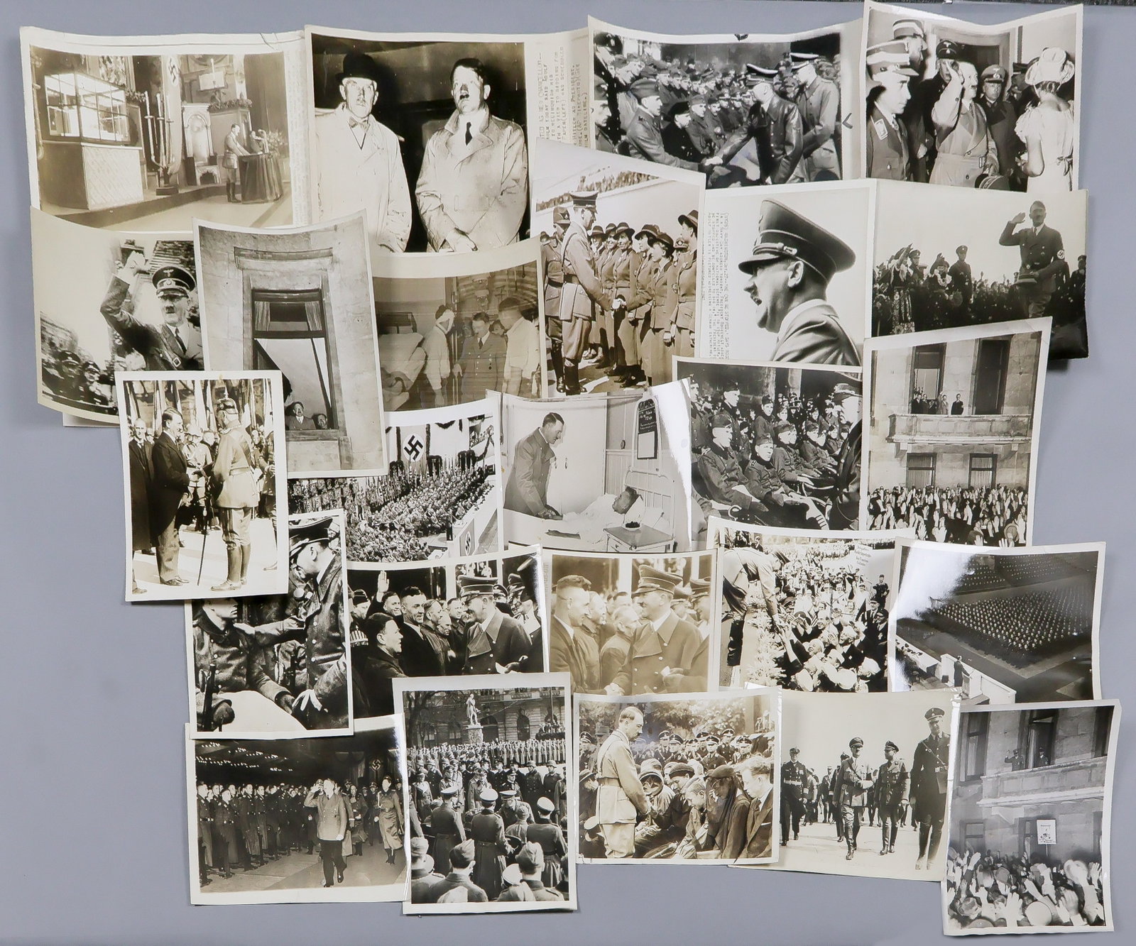 ADOLF HITLER (25): Good lot of 25 period press photographs, average size about 7 x 9 in. and the great majority with period date and/or press affiliation ink stamps on verso, a good representative selection of varying