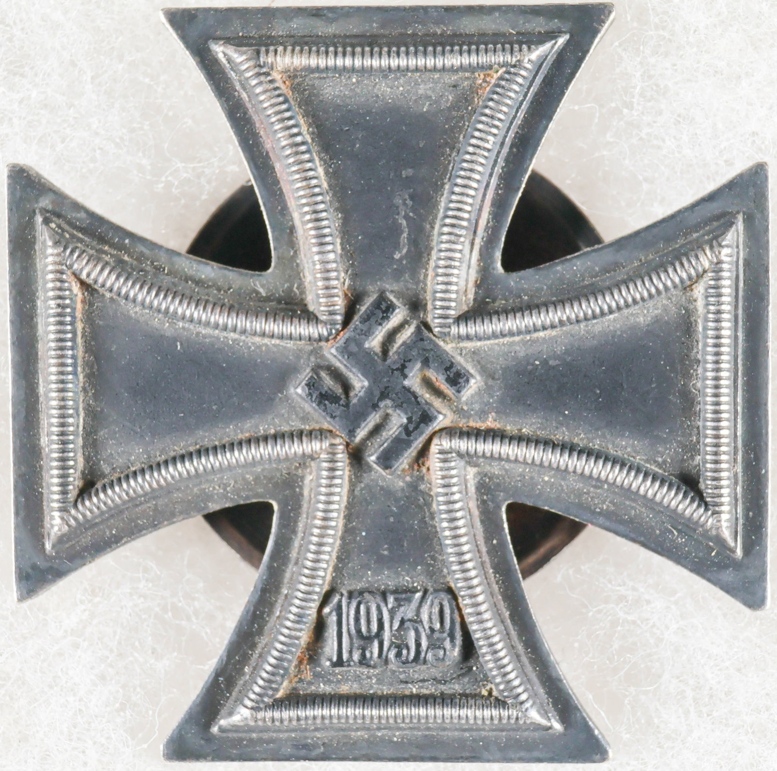 IRON CROSS, FIRST CLASS BY PAUL MEYBAUER: Screw-back medal, approx. 1.75 in. square, an Iron Cross, First Class bearing the date ‘1939’ beneath a mobile swastika on the face, indicating that it was issued during World War II. The