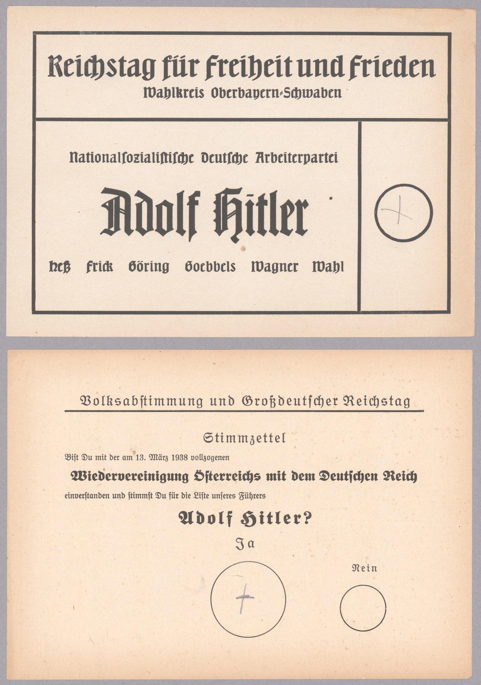ADOLF HITLER BALLOTS (2) (1 of 1)