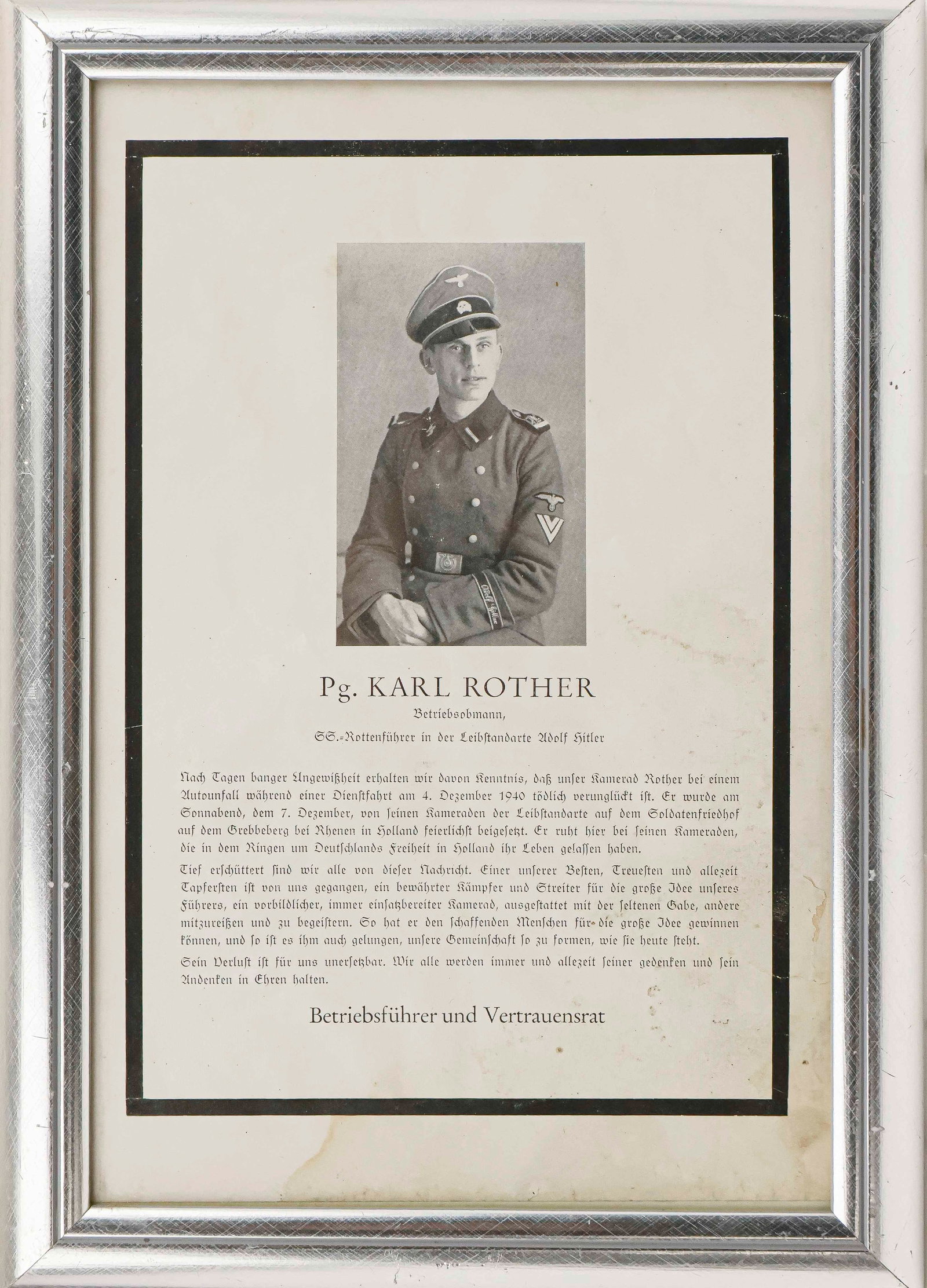 SS ROTTENFUHRER DEATH NOTICE (1 of 1)