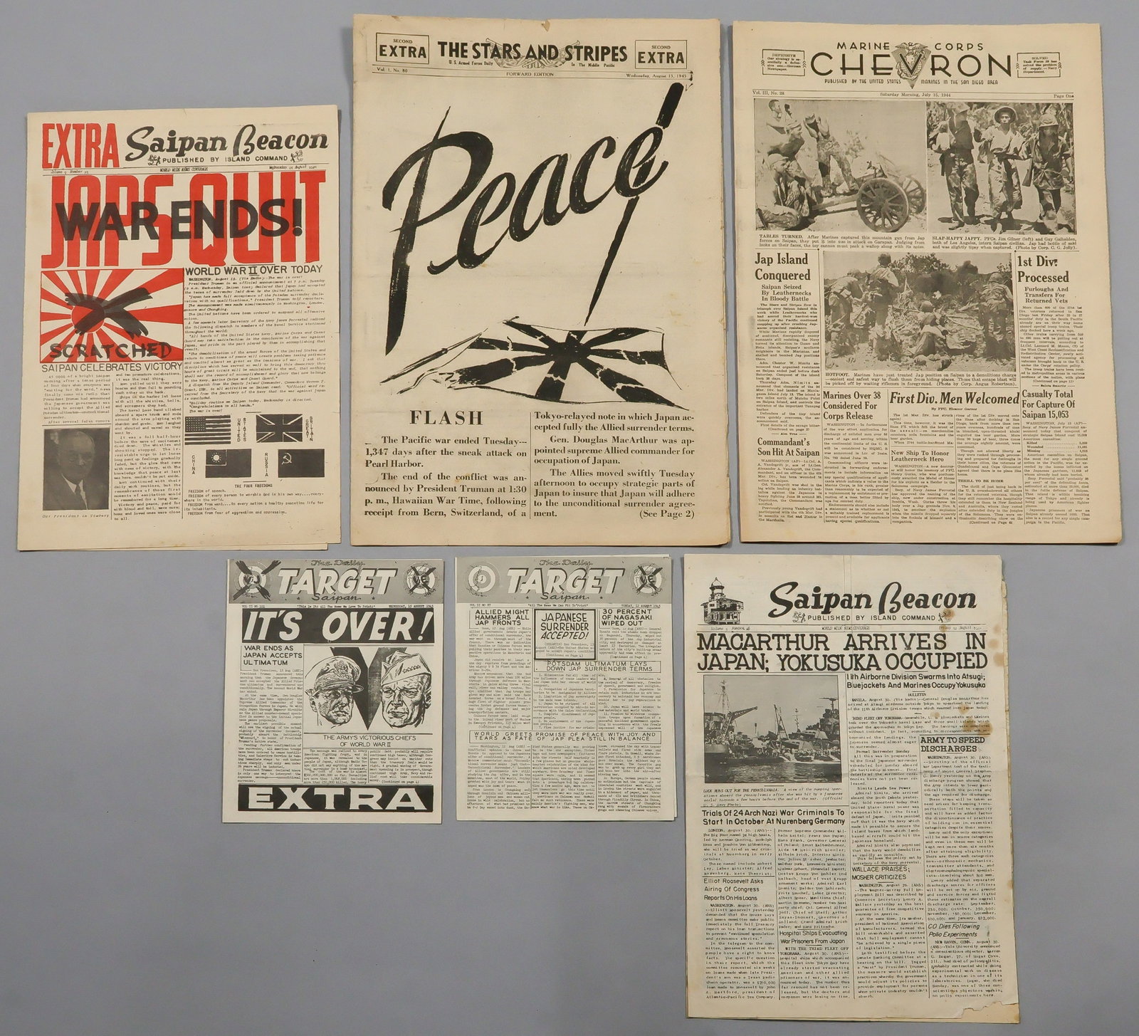 V-J DAY NEWSPAPERS (6) (1 of 1)