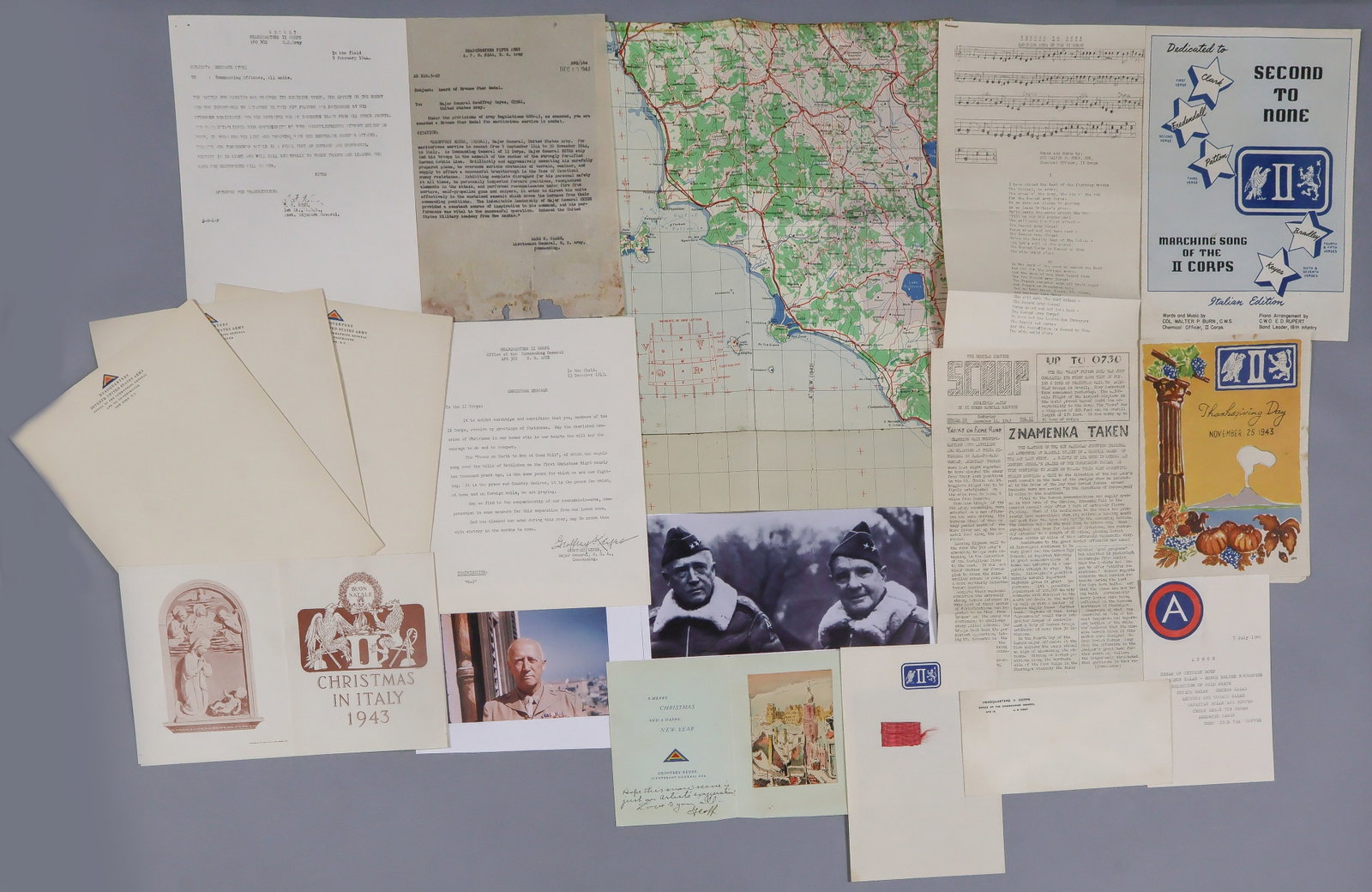 ITALIAN CAMPAIGN FILE OF GEN. GEOFFREY KEYES (12): GEOFFREY KEYES (1888-1967) Highly decorated Lieutenant General who commanded the II Corps during World War II. Keyes was George Patton's invaluable chief of staff, leading Patton's I Corps in Morocco,