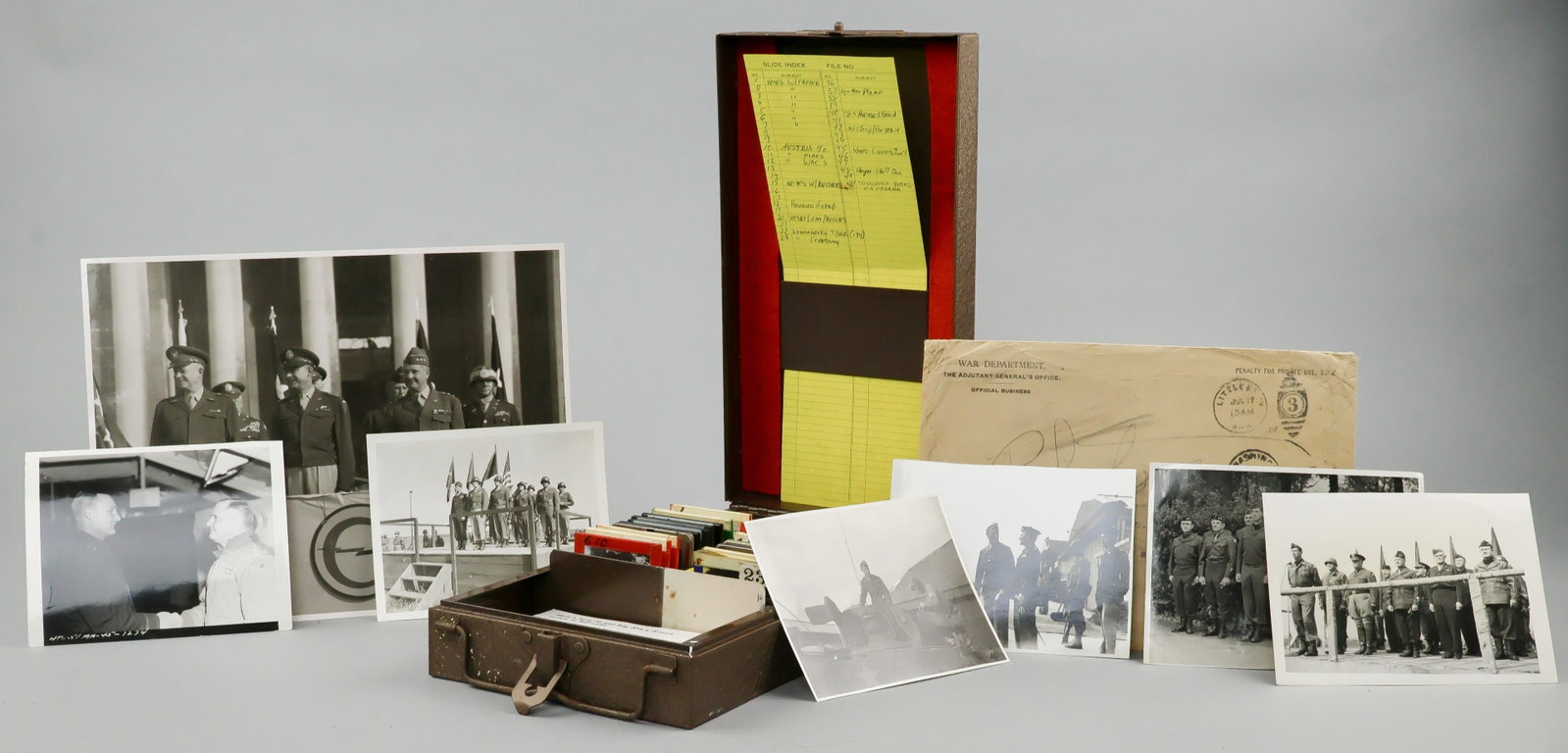 LT. GEN. GEOFFREY KEYES' PHOTOGRAPH & SLIDE GROUPING (27): GEOFFREY KEYES (1888-1967) Highly decorated Lieutenant General who commanded the II Corps during World War II. Gen. Keyes was George Patton's invaluable chief of staff, leading Patton's I Corps in