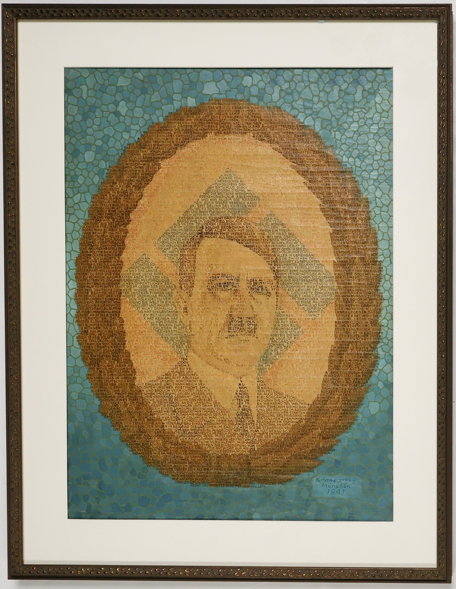 ORIGINAL PORTRAIT OF ADOLF HITLER, INCORPORATING HIS ANNOUNCEMENT OF WAR AGANST GREECE AND (1 of 6)