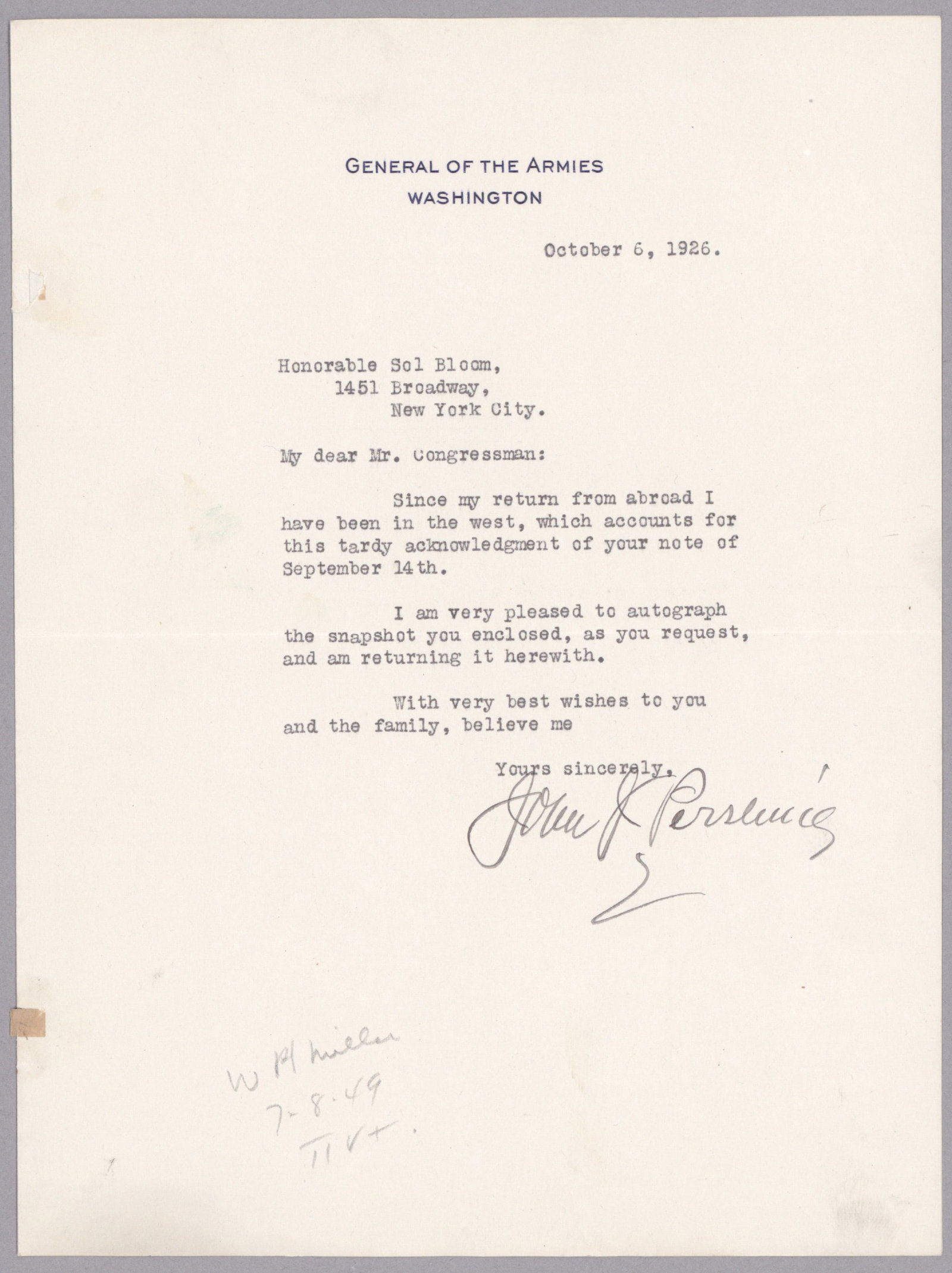 JOHN G. PERSHING (1 of 2)
