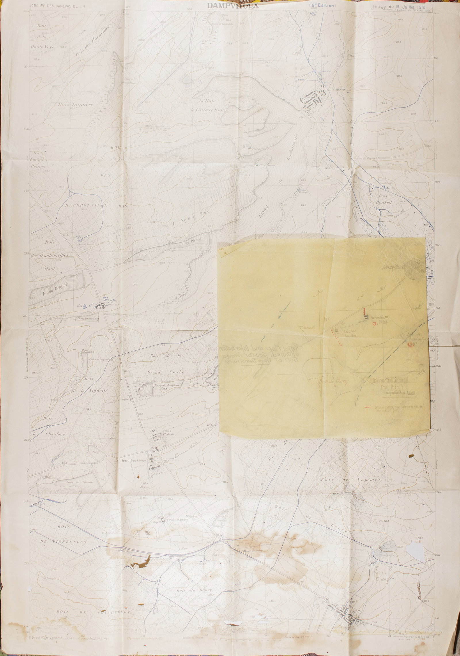 BATTLE OF ST. MIHIEL PATROL INTELLIGENCE MAP, USED BY COL. WILLIAM J. DONOVAN (1 of 9)