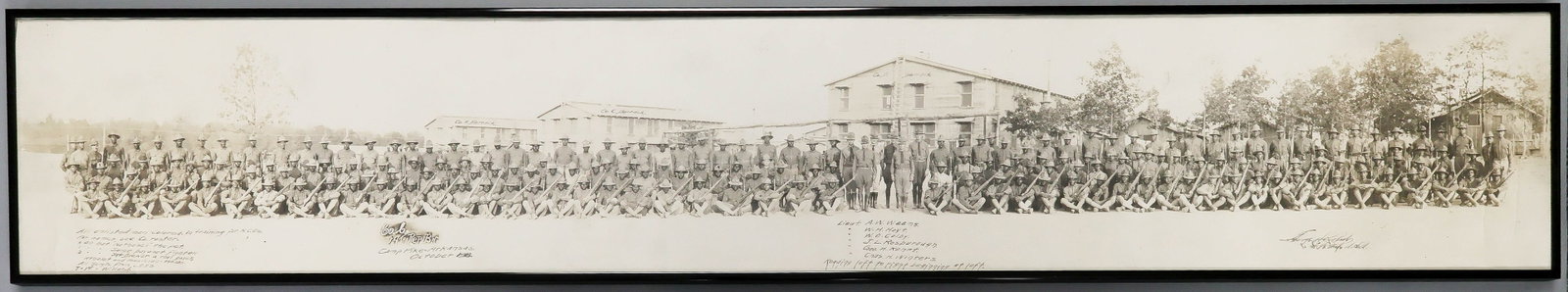 BLACK CO. C, 14TH REPLACEMENT BATTN., 1918: Large group photographs of the black soldiers and white officers comprising Co. C of the 14th Replacement Battalion as photographed at Camp Pike, Arkansas, October, 1918. The men are shown armed with