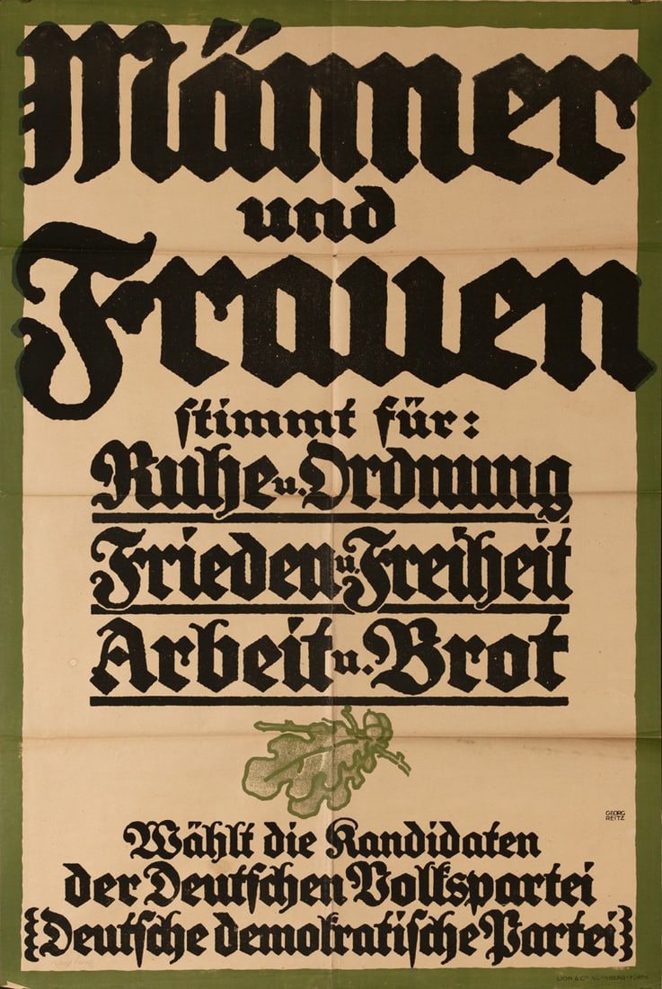 GERMAN VOLKSPARTEI ELECTION POSTER (1 of 1)