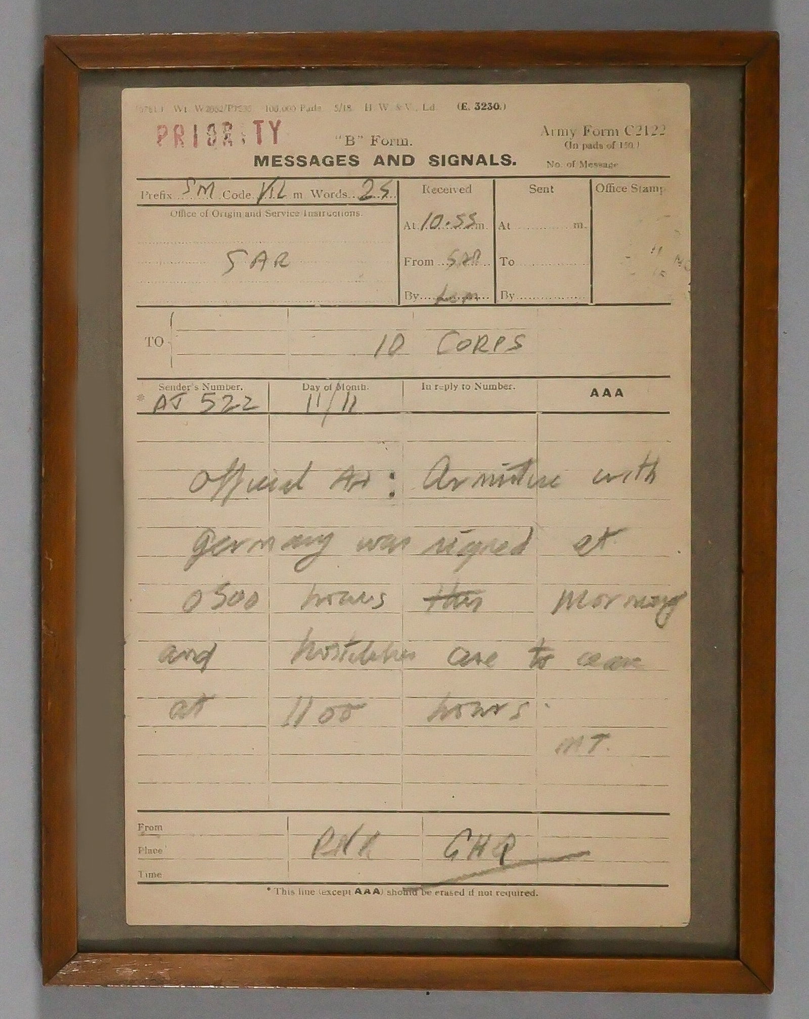 ARMISTICE SIGNAL MESSAGE (1 of 2)