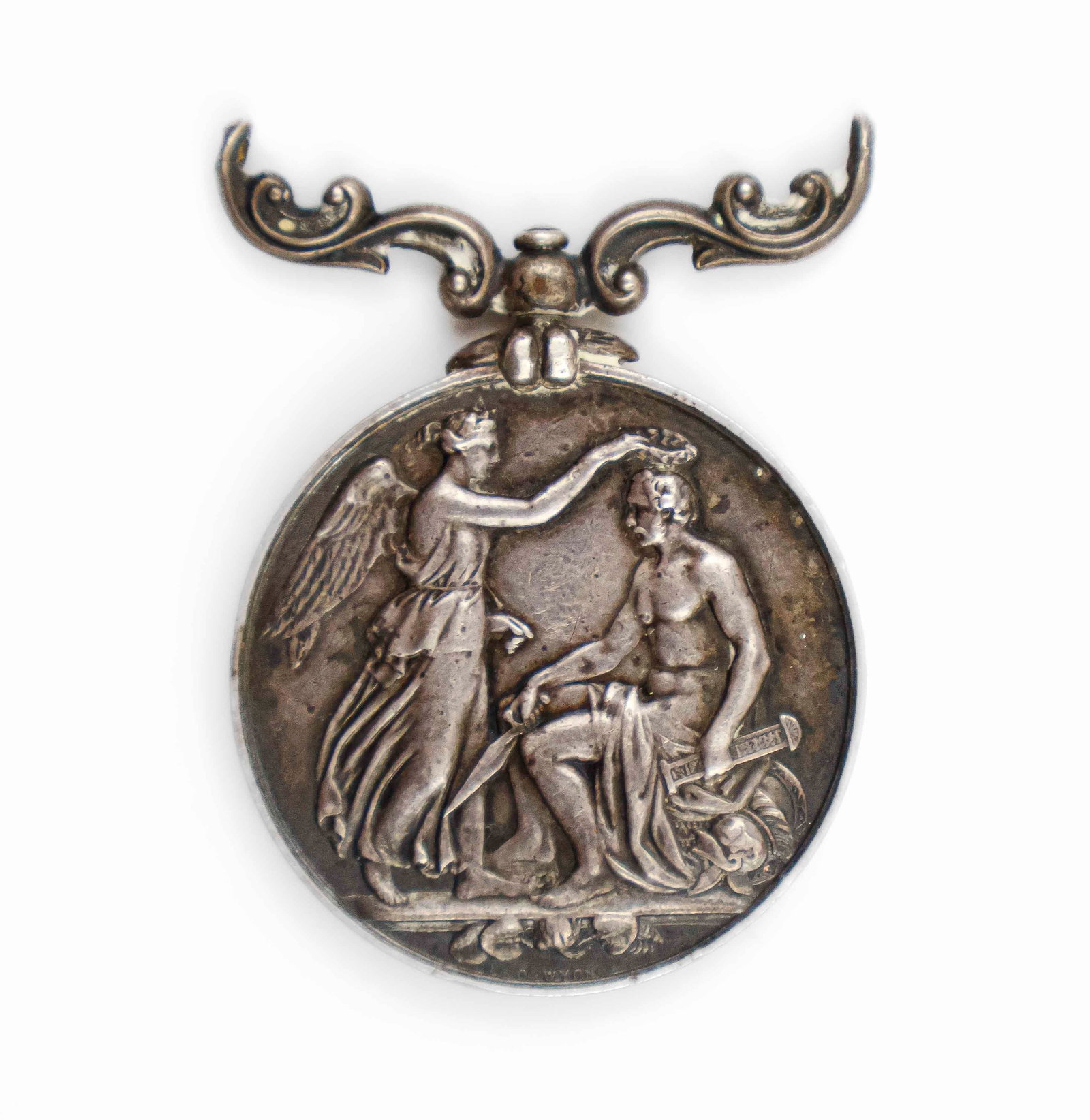 FIRST INDIA CAMPAIGN MEDAL: British Army campaign medal, 1.75 in. dia., awarded for participation in various campaigns in and around India, primarily the 1857-8 Indian Mutiny and for expeditions into the North-West Frontier of