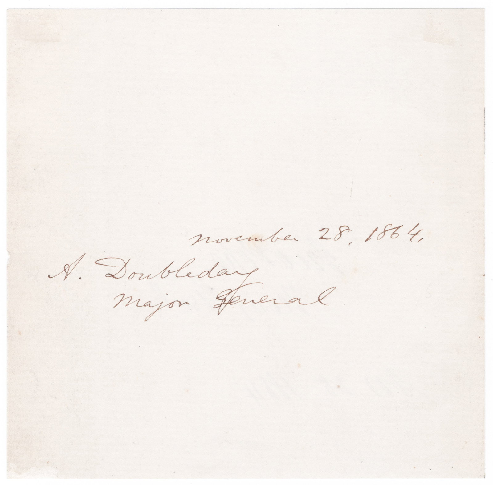 ABNER DOUBLEDAY AND JOHN POPE: ABNER DOUBLEDAY (1819 - 1893) Union major general said to have fired Fort Sumter's first shot, and led the 1st Corps at Gettysburg after Reynold's death. Good association war-date signature ‘A.