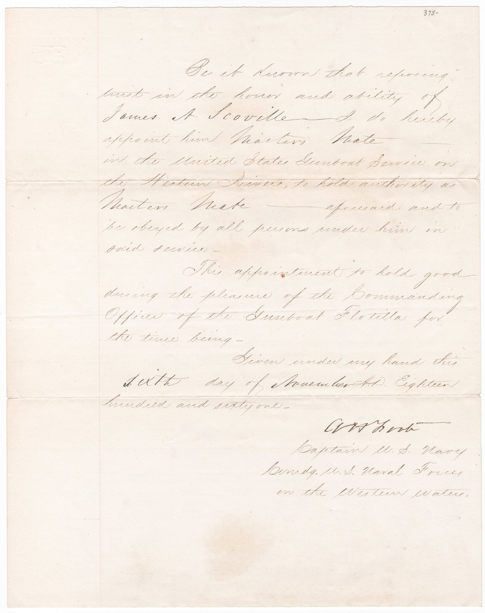 ANDREW HULL FOOTE: (1806-1863) Union admiral who commanded the Mississippi River Squadron and was crucial in the attacks on Forts Henry and Donelson, and at Island No. 10. He died during the war of Bright’s