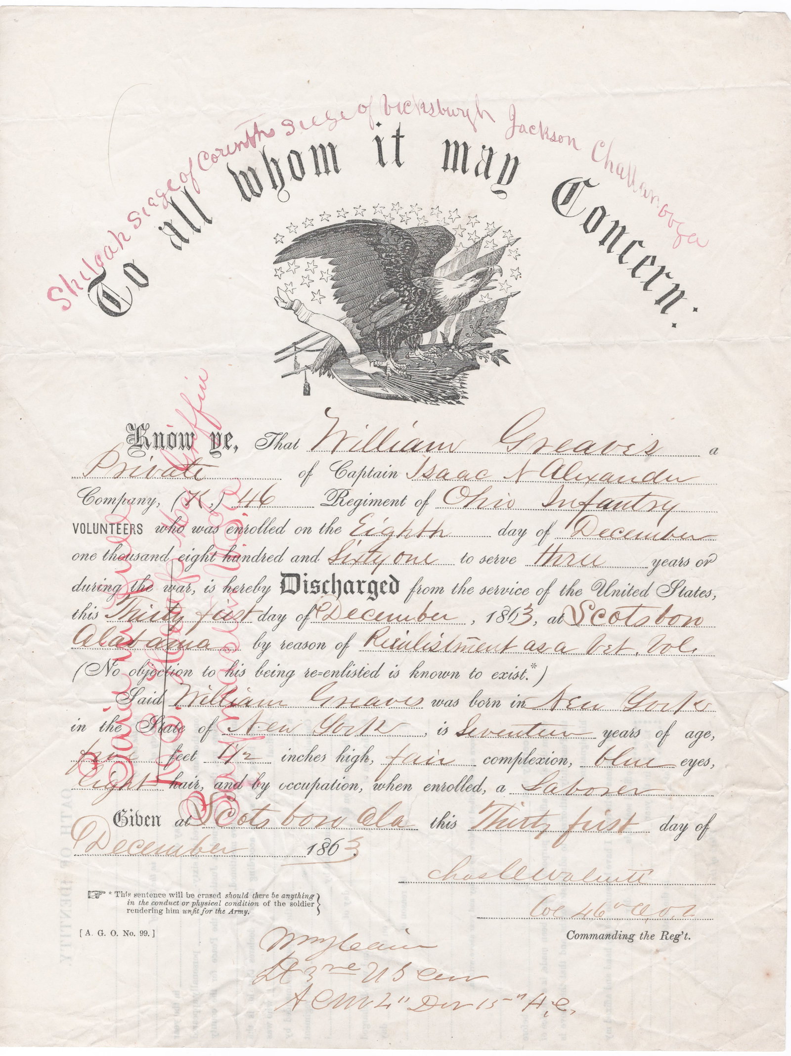 CHARLES C. WALCUTT: (1838-1898) Union brigadier general who fought with distinction at Missionary Ridge, Kennesaw Mountain and Atlanta, and was severely wounded at Shiloh and the Battle of Griswoldville. An interesting