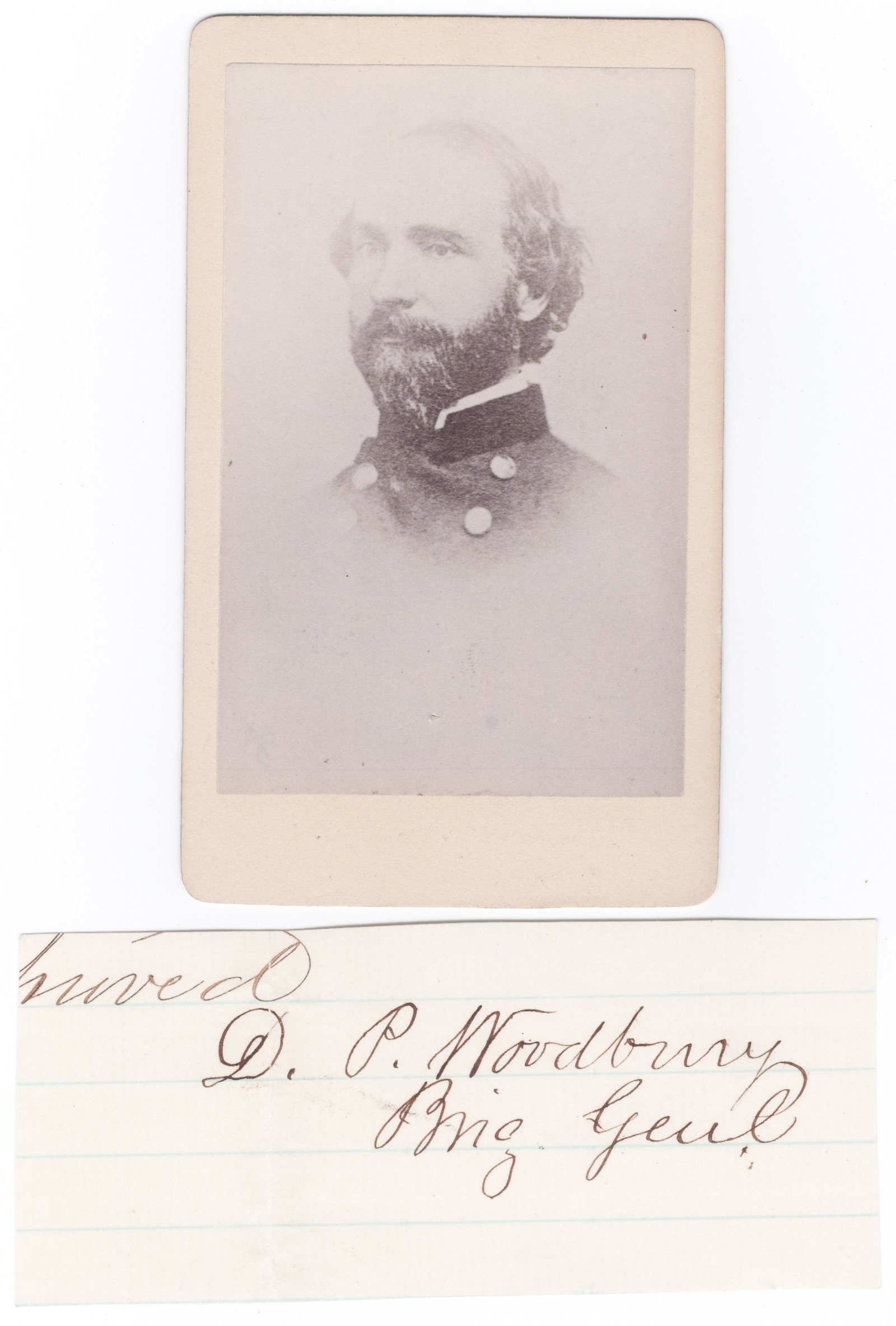 DANIEL P. WOODBURY: (1812 - 1864) Union brigadier general who prepared the early defenses around Washington, fought at Bull Run, and constructed the famous road over the Chickahominy and White Oak Swamp. Died of yellow