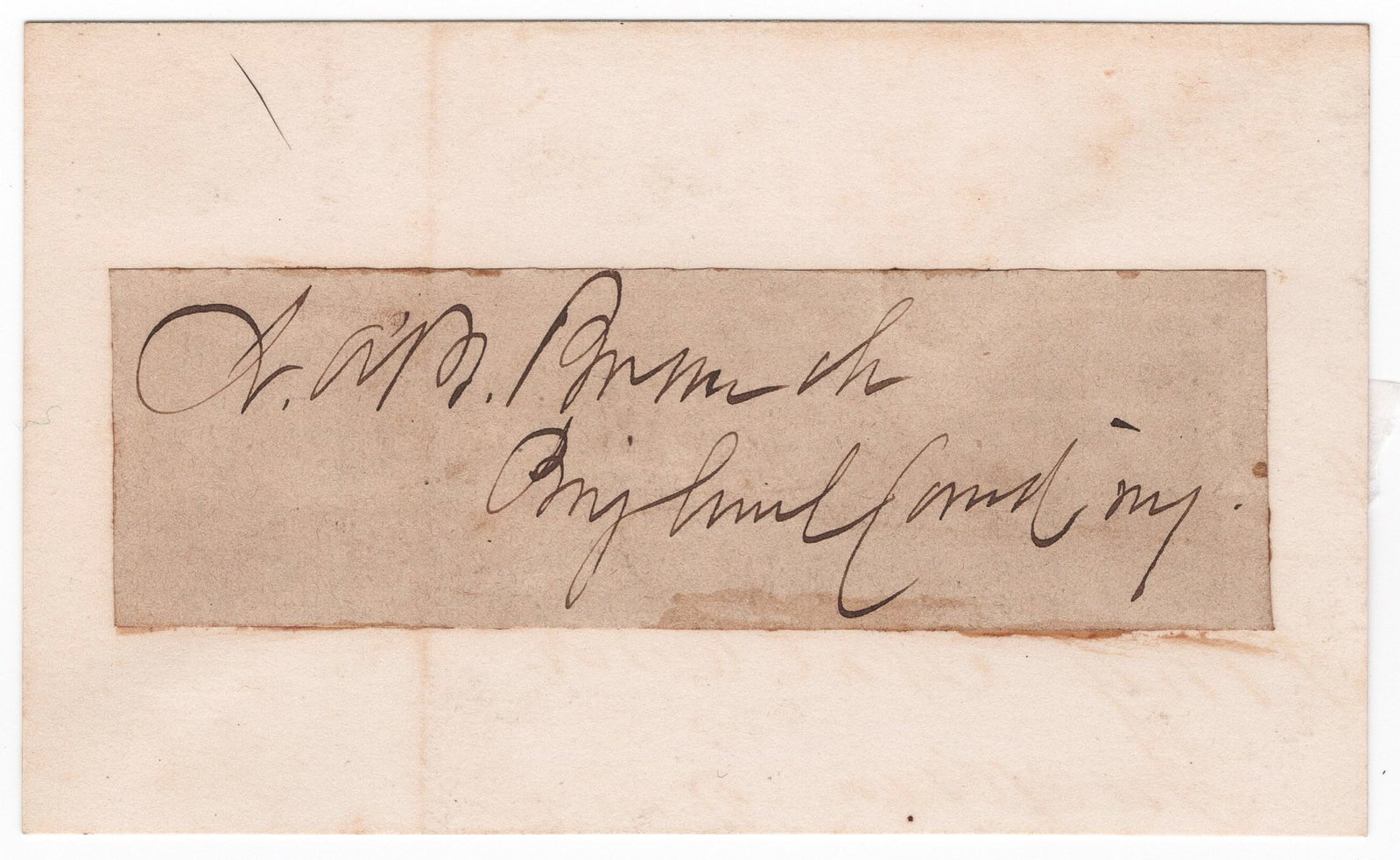 LAWRENCE O’BRYAN BRANCH: (1820-1862) North Carolina representative in the U.S. Congress, later a Confederate brigadier general in the American Civil War, killed at the Battle of Antietam. Rare signature ‘L. o’B.