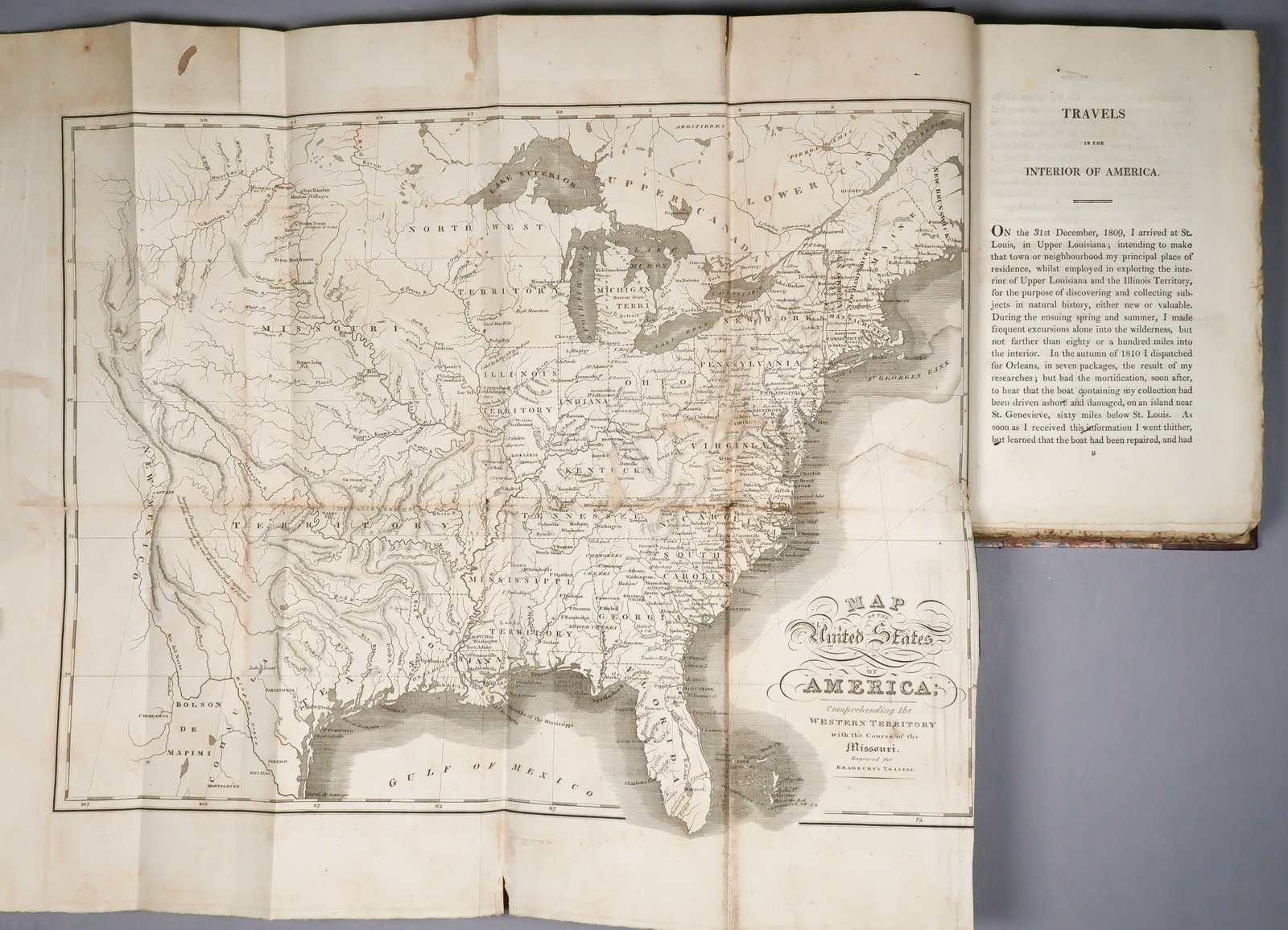 'TRAVELS IN THE INTERIOR OF AMERICA, IN THE YEARS 1809, 1810, AND 1811...': Especially rare and desirable book: 'Travels in the Interior of America, in the Years 1809, 1810, and 1811; Including a description of the Upper Louisiana , Together With the States of Ohio, Kentucky,