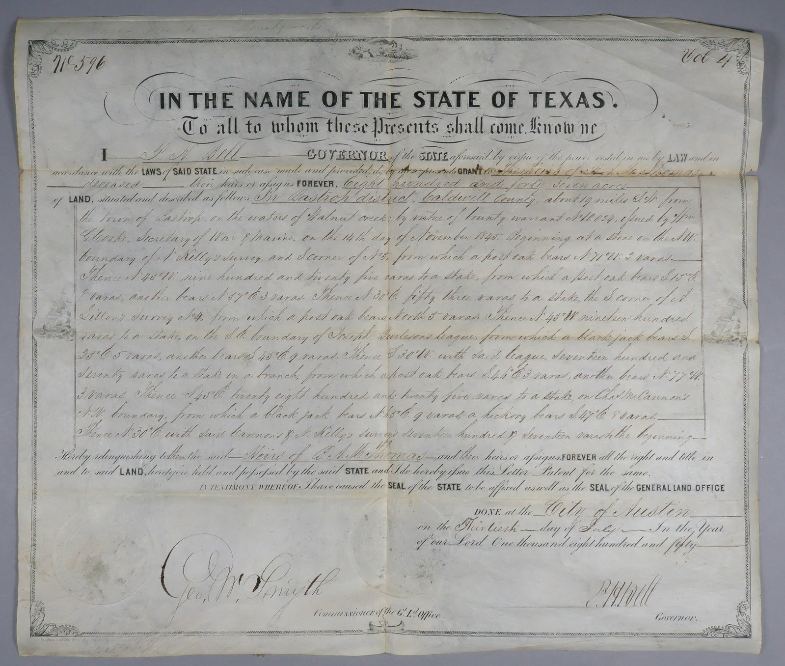 EARLY TEXAS: PETER H. BELL (1812-1898) American soldier known for his role during the battle of Buena Vista and later the governor of Texas from 1849-1853, and Member of Congress, serving from 1853-1857.
