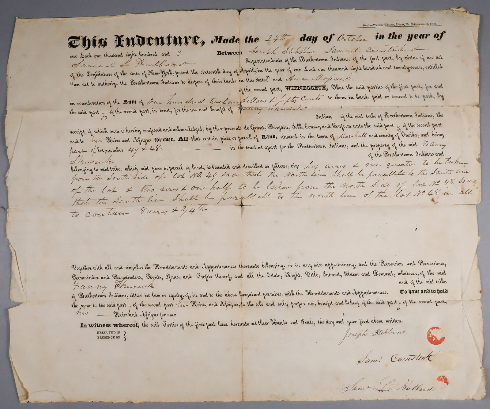 BROTHERTOWN INDIAN AGENTS SELL LAND TO ...AN INDIAN (1 of 3)