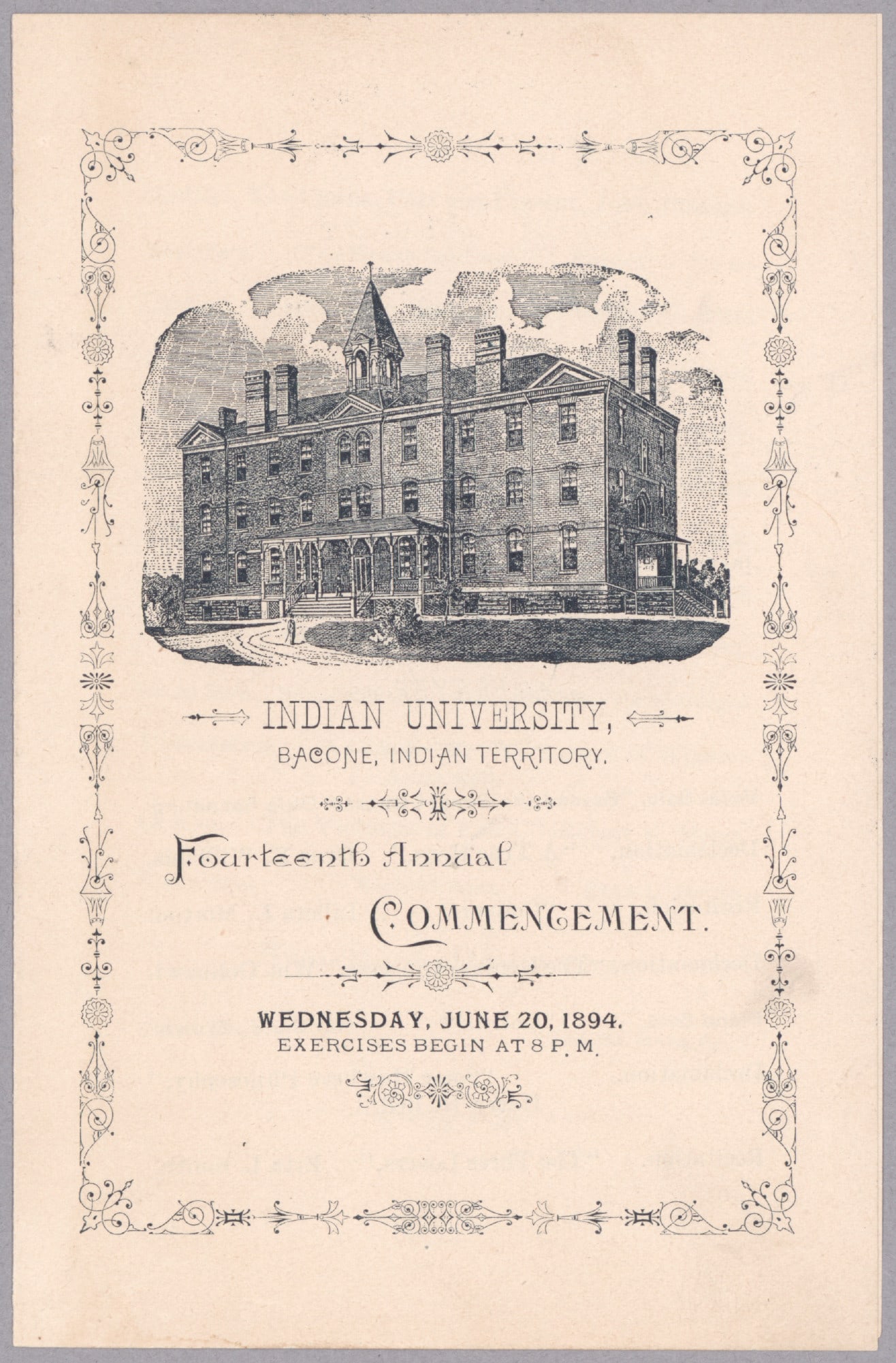 1894 INDIAN UNIVERSITY COMMENCEMENT INVITATION (1 of 3)