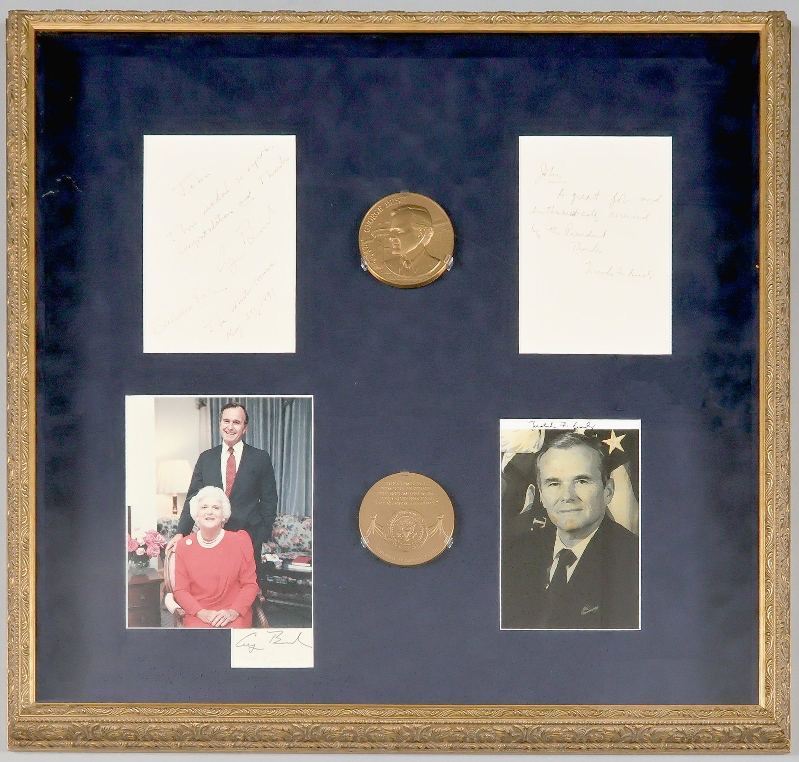 GEORGE H. W. BUSH: (1924 - 2018) Forty-first President of the United States who ordered the attack on Iraq to liberate Kuwait. A fine display, includes an A.N.S. as President, 1p. 8vo., ‘The White House’,