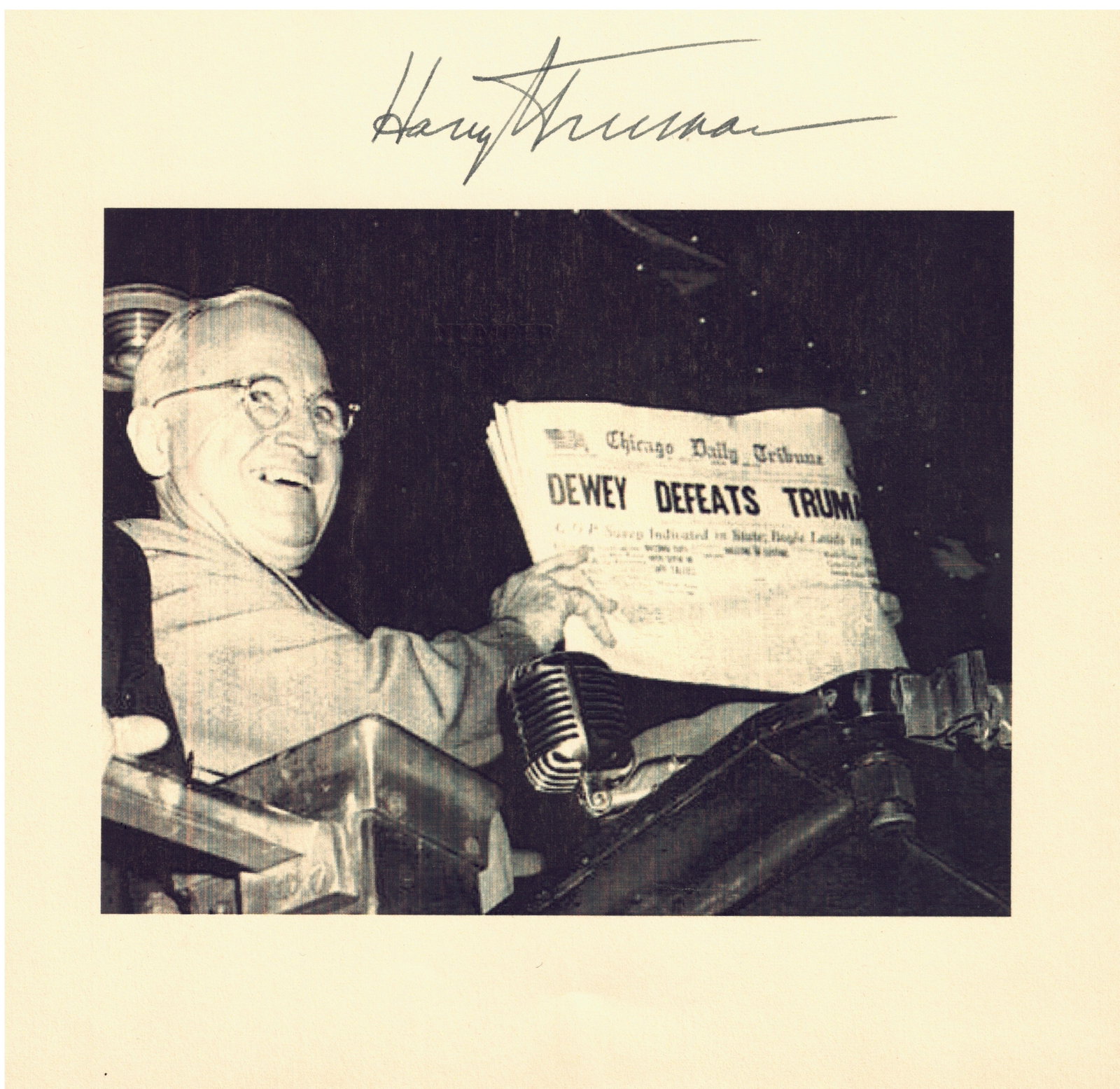 HARRY S. TRUMAN: (1884-1972) 33rd President of the United States who led the country in the closing days of World War II and through the rebuilding of Europe under the Marshall Plan and the Korean War. Great souvenir