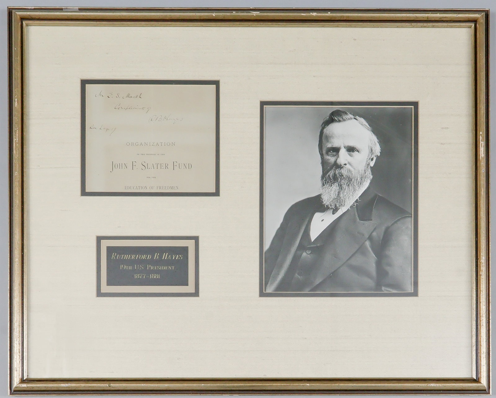 RUTHERFORD B. HAYES: (1822 - 1893) Nineteenth President of the United States and Union brigadier general. Post-presidential inscription and signature on a small sheet measuring 6 x 5.5 in. [sight], [n.p., n.d.]. Titled