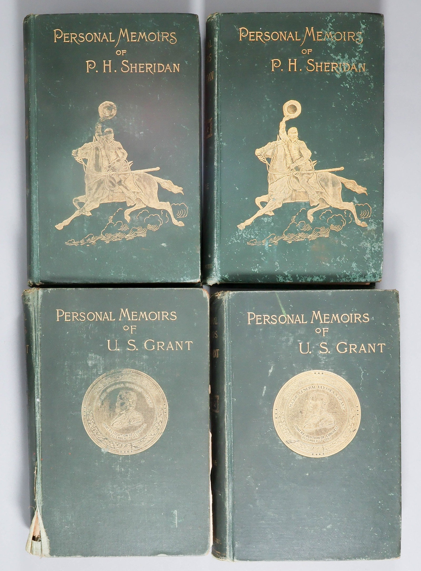 ‘PERSONAL MEMOIRS OF U.S. GRANT' AND ‘PERSONAL MEMOIRS OF P. H. SHERIDAN’: First edition volumes I and II of Ulysses S. Grant's book: ‘Personal Memoirs of U.S. Grant' (New York: Charles L. Webster and Company), 1885 and 1886. 584pp. and 647pp. respectively, both 8vo.,