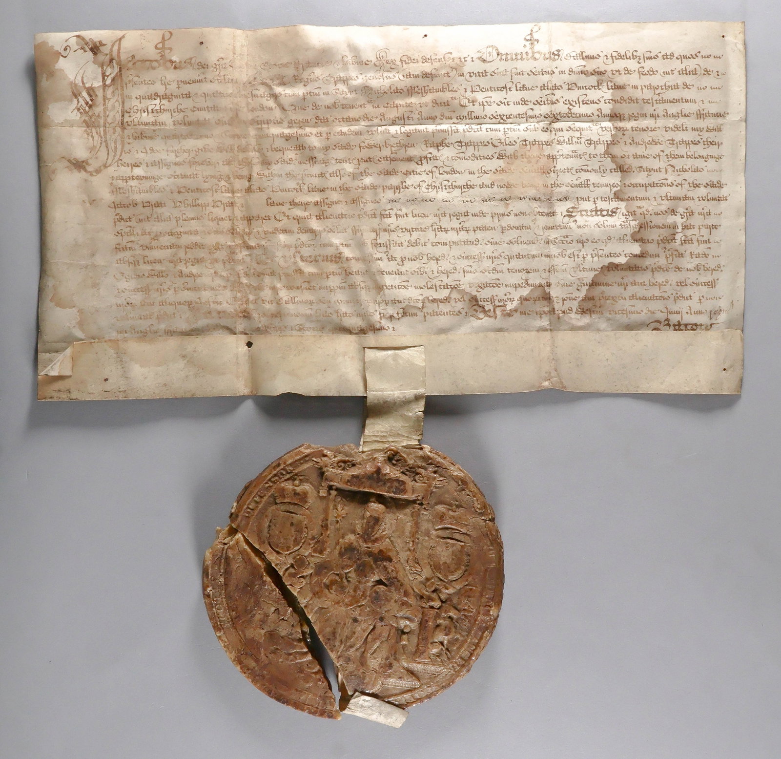 (JAMES I) INDENTURE WITH WAX SEAL: (1566 - 1625) King of England, and as James VI was King of Scotland, son of Mary, Queen of Scots, ascended to the throne following the death of Elizabeth I, sought to assert the divine right of