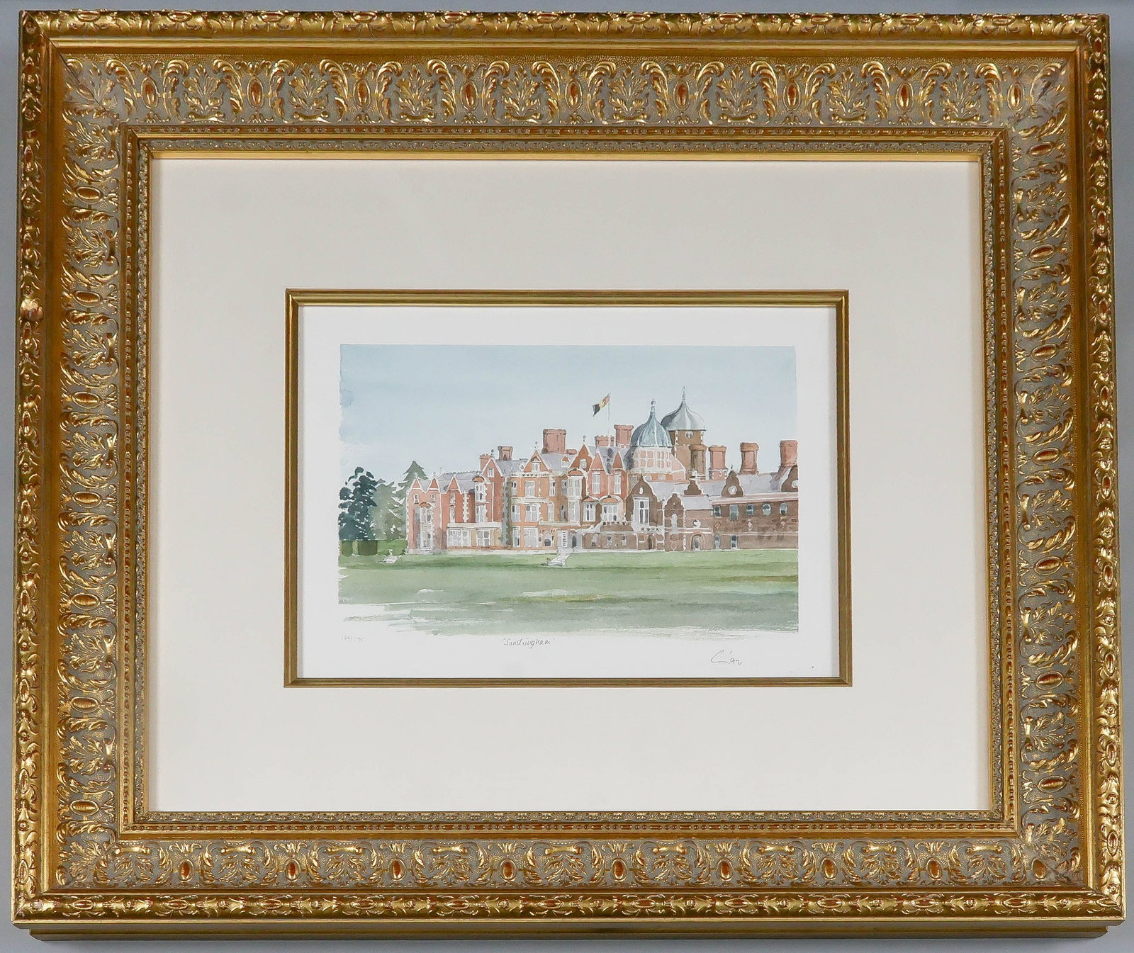 CHARLES III: (b. 1948) King of the United Kingdom and 14 other Commonwealth realms. A beautiful 17 x 13 in. limited edition print of his work ‘Sandringham’, a watercolor of the Sandringham Estate,