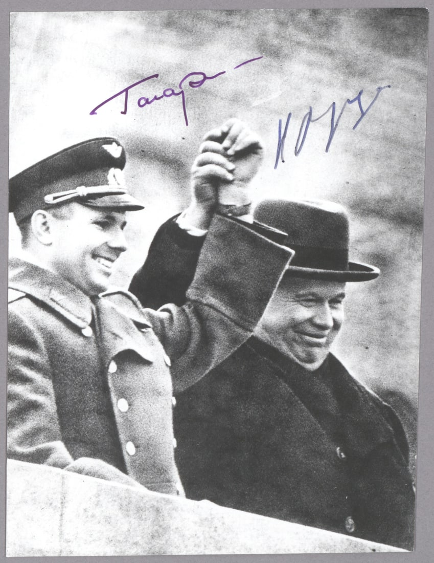 NIKITA KHRUSHCHEV AND YURI GARARIN: NIKITA KHRUSHCHEV (1894-1971) Russian politician who led the Soviet Union during part of the Cold War. Khrushchev was responsible for the de-Stalinization of the Soviet Union, for backing the