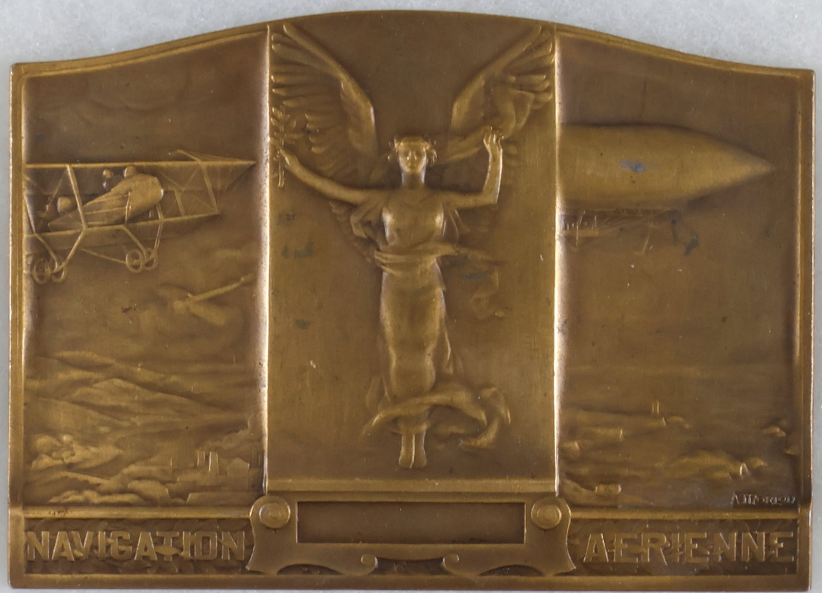 AVIATION HISTORY: PIERRE ALEXANDRE MORLON BRASS NAVIGATION PLAQUE/MEDAL (1 of 3)