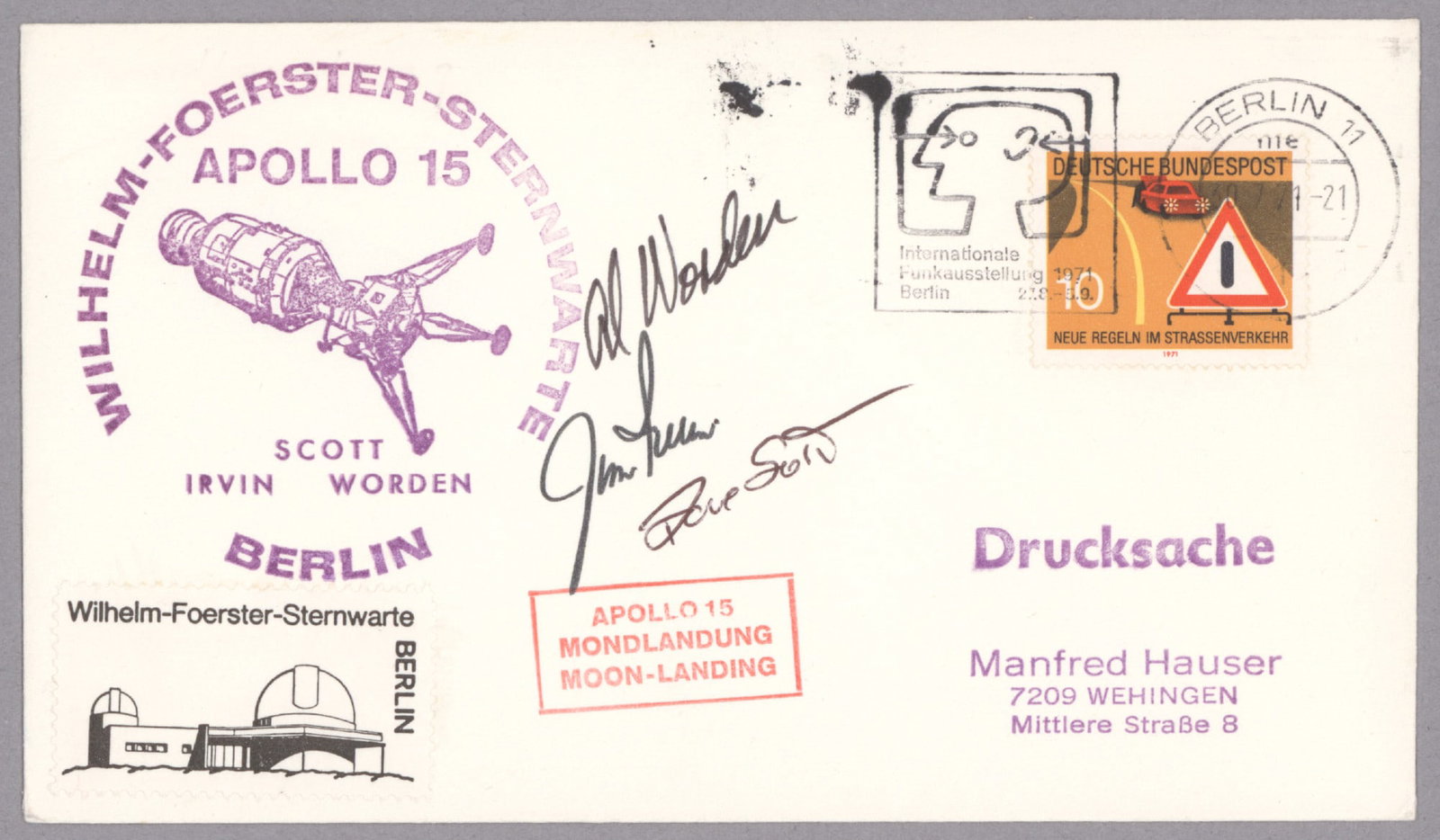 APOLLO 15 CREW SIGNED COVER (1 of 1)