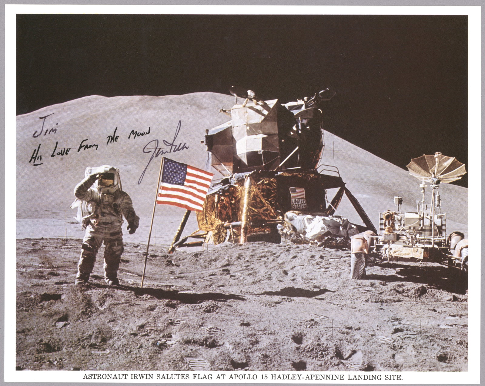 JAMES IRWIN: (1930 - 1991) American astronaut and aeronautical engineer, served as Apollo Lunar Module pilot for Apollo 15. He was the eighth person to walk on the Moon. I.S.P., 10 x 8 in. color, an official NASA